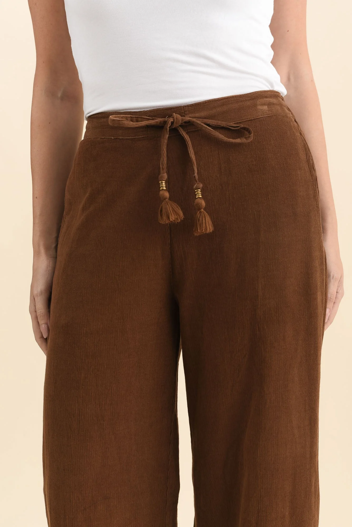 Makenna Brown Corduroy Tassel Pants - Image 5