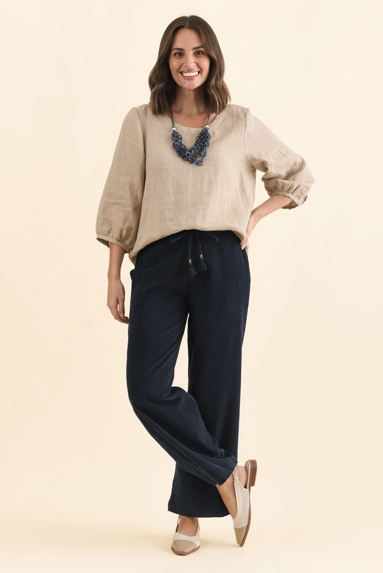 Makenna Navy Corduroy Tassel Pants - Image 6
