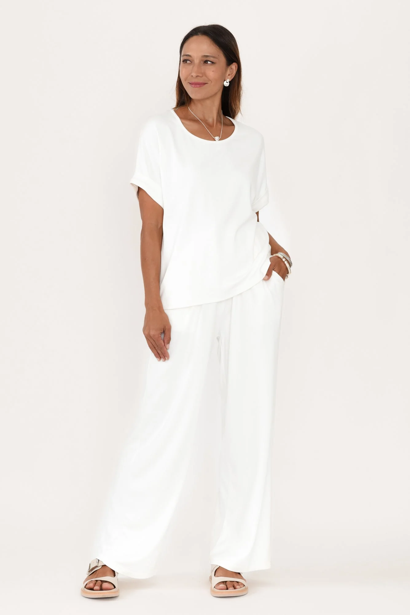 Malay White Wide Leg Pants - Image 2