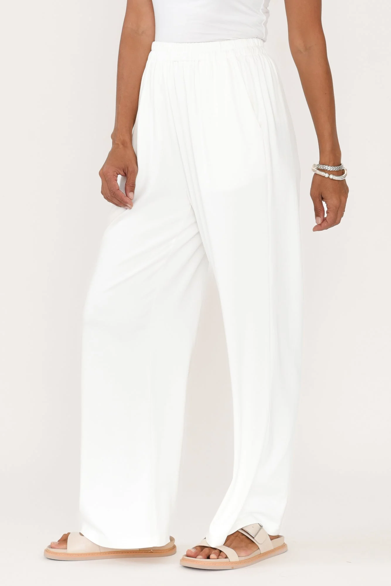 Malay White Wide Leg Pants - Image 4