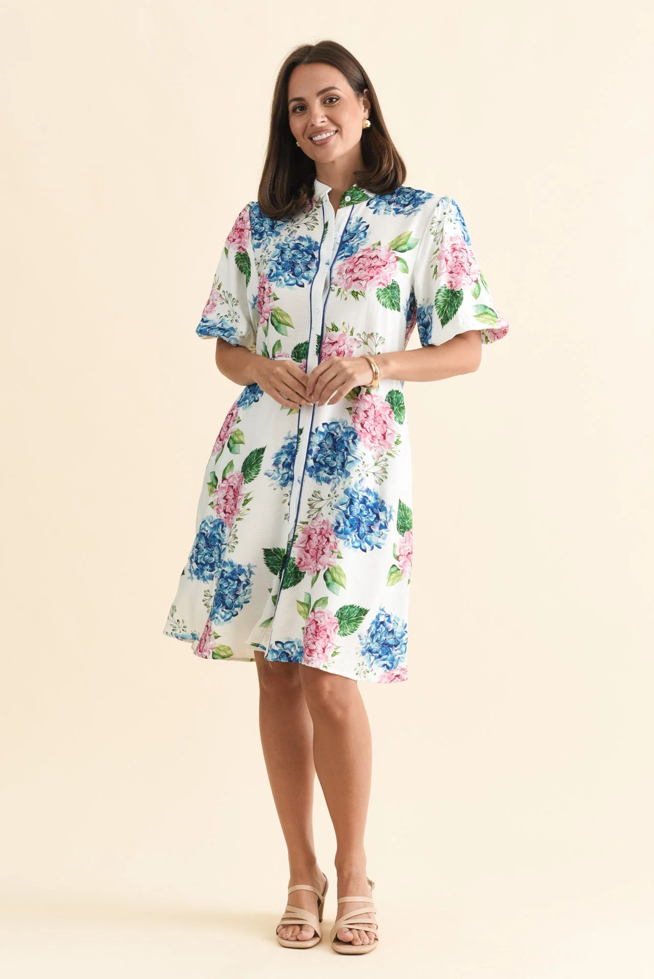Malia White Flower Linen Cotton Dress - Image 2