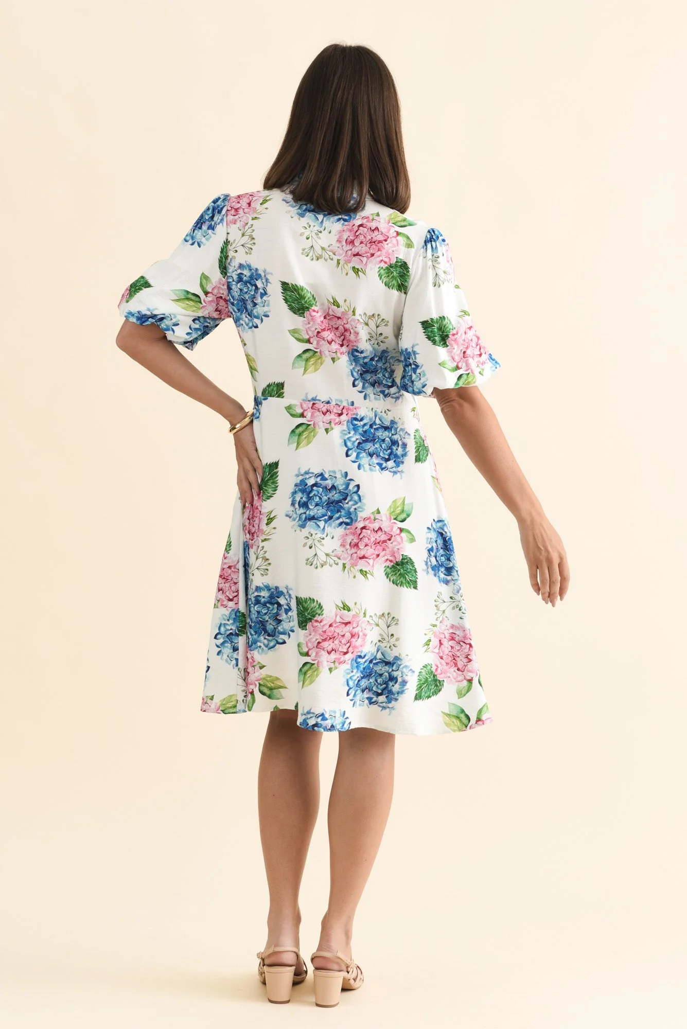 Malia White Flower Linen Cotton Dress - Image 4