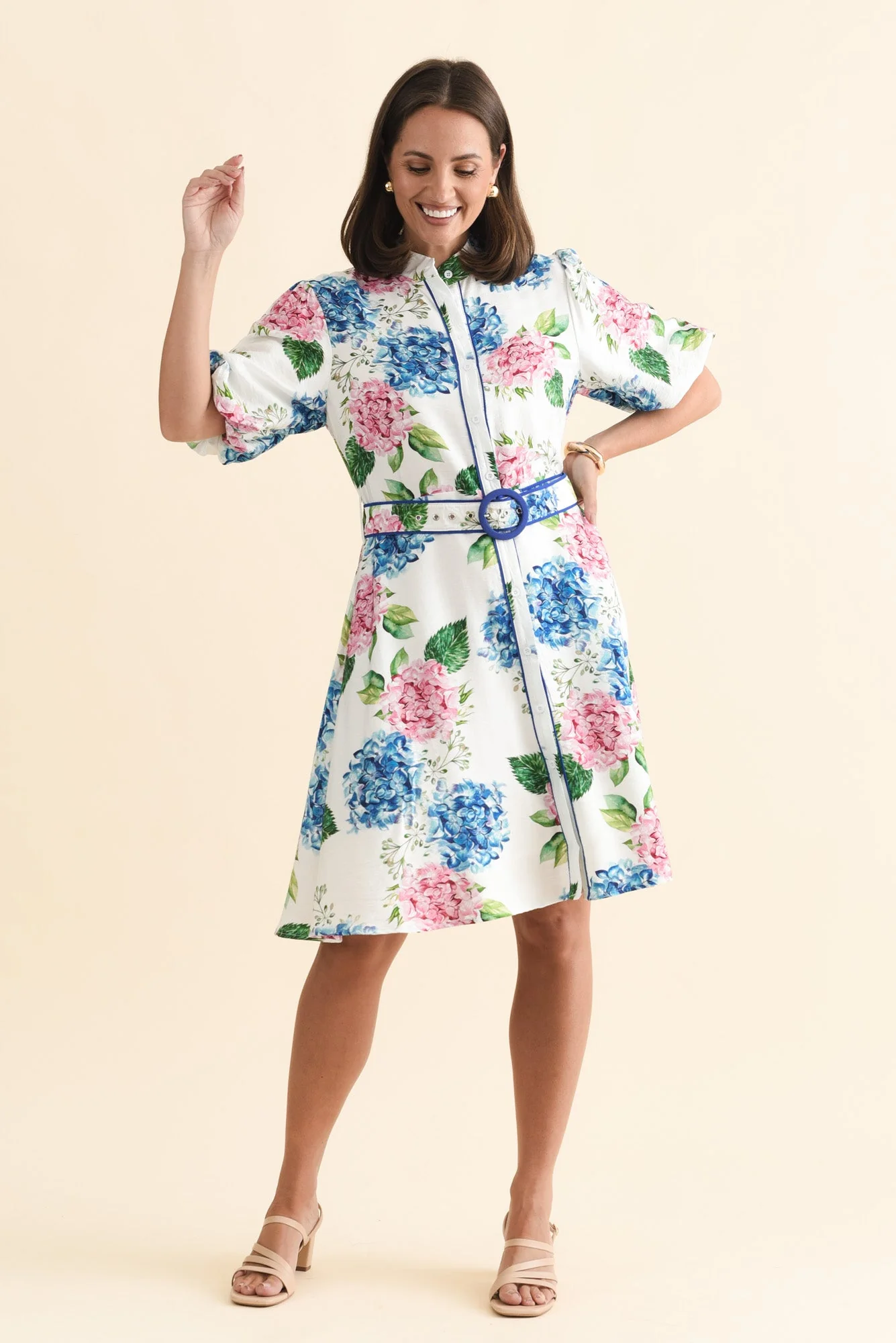 Malia White Flower Linen Cotton Dress - Image 6