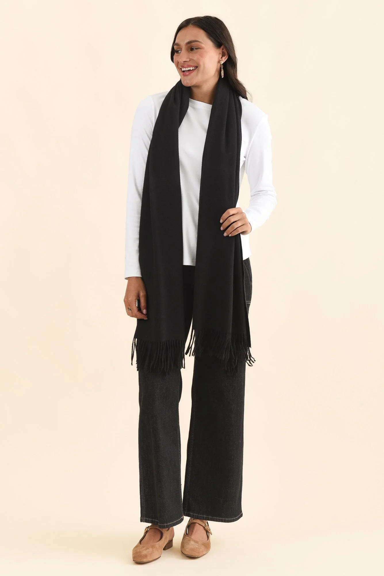 Malone Black Wool Blend Scarf - Image 2