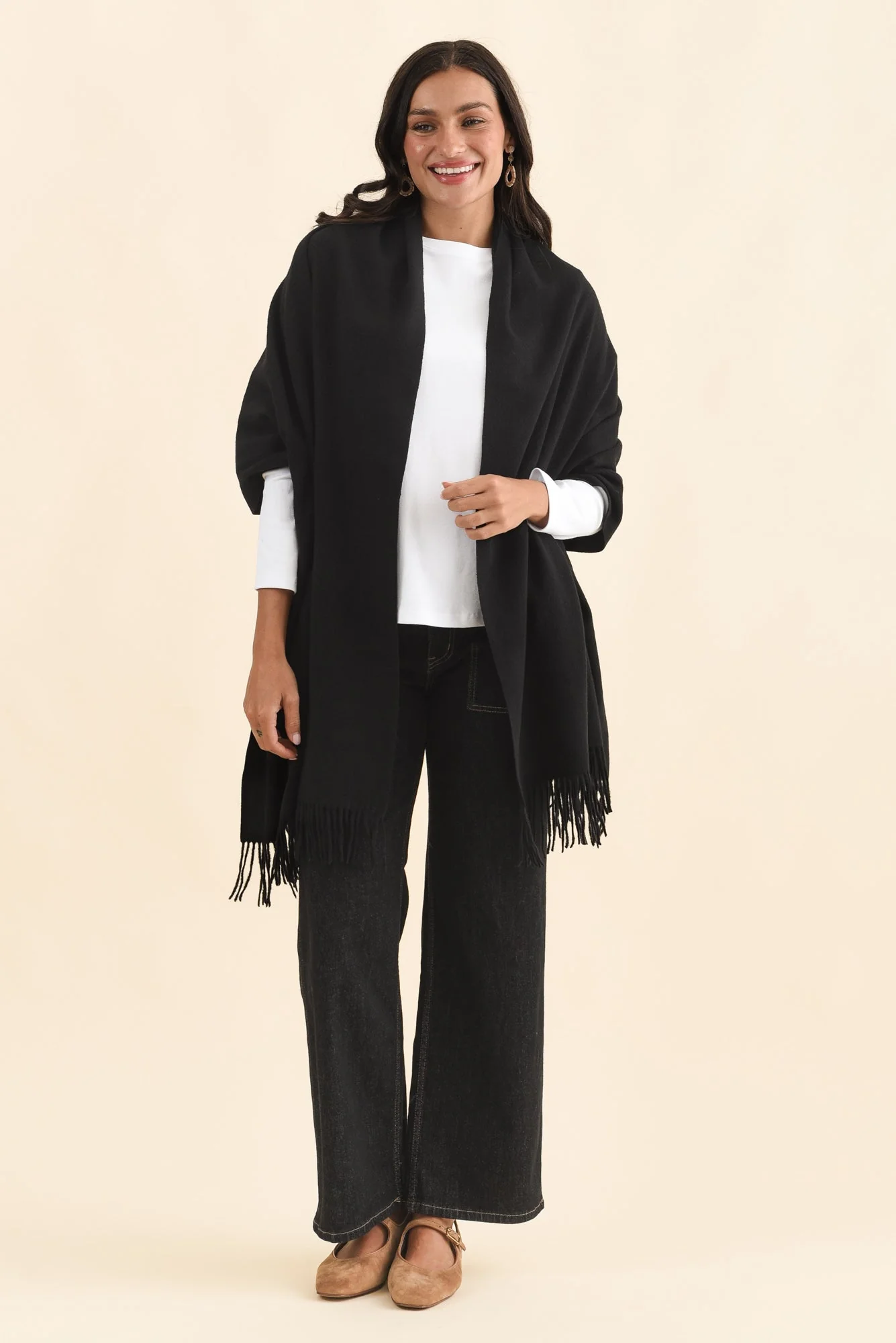 Malone Black Wool Blend Scarf - Image 3