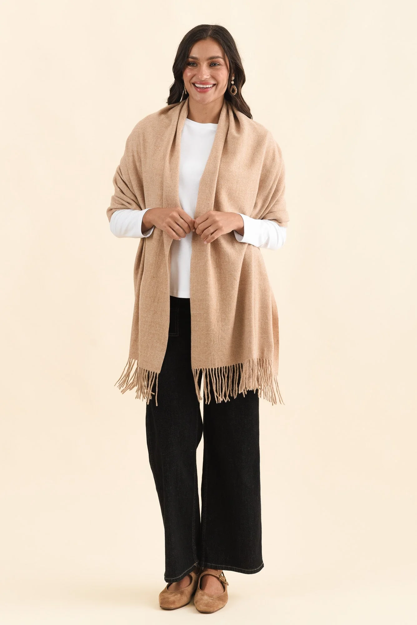 Malone Camel Wool Blend Scarf - Image 2