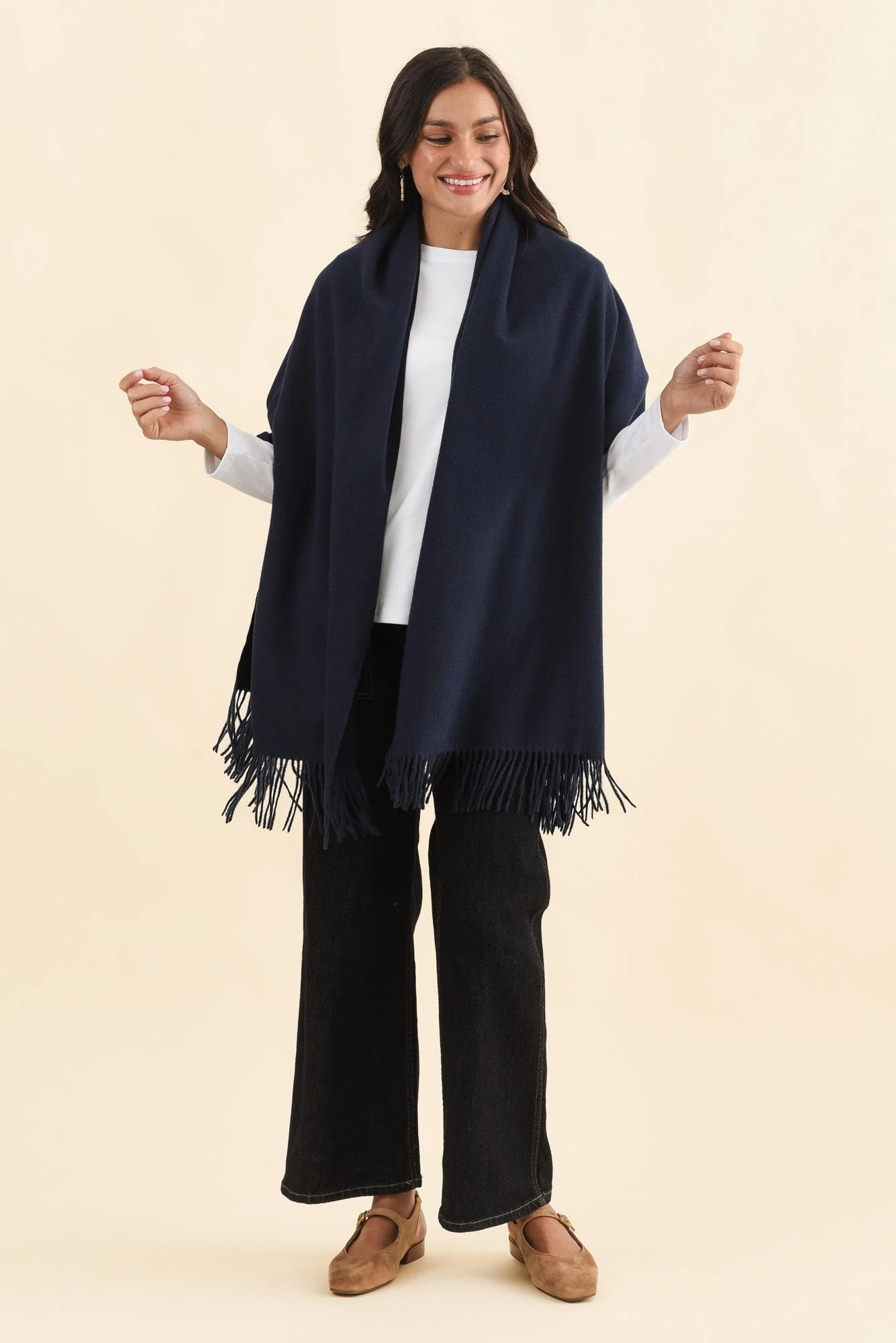 Malone Navy Wool Blend Scarf - Image 2