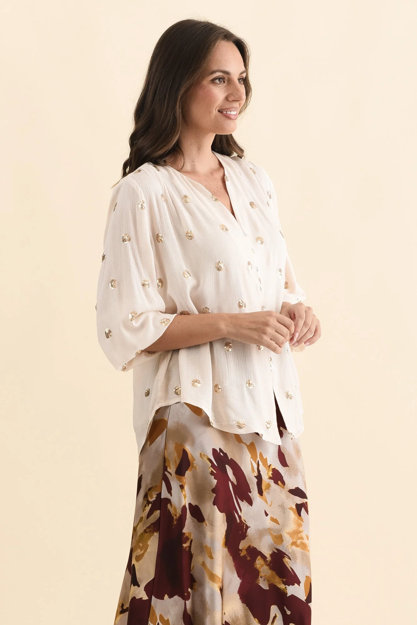 Mana Ivory Spot Sequin Top - Image 3
