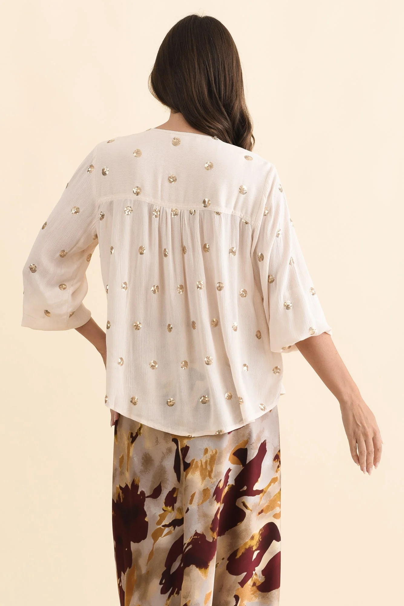 Mana Ivory Spot Sequin Top - Image 4