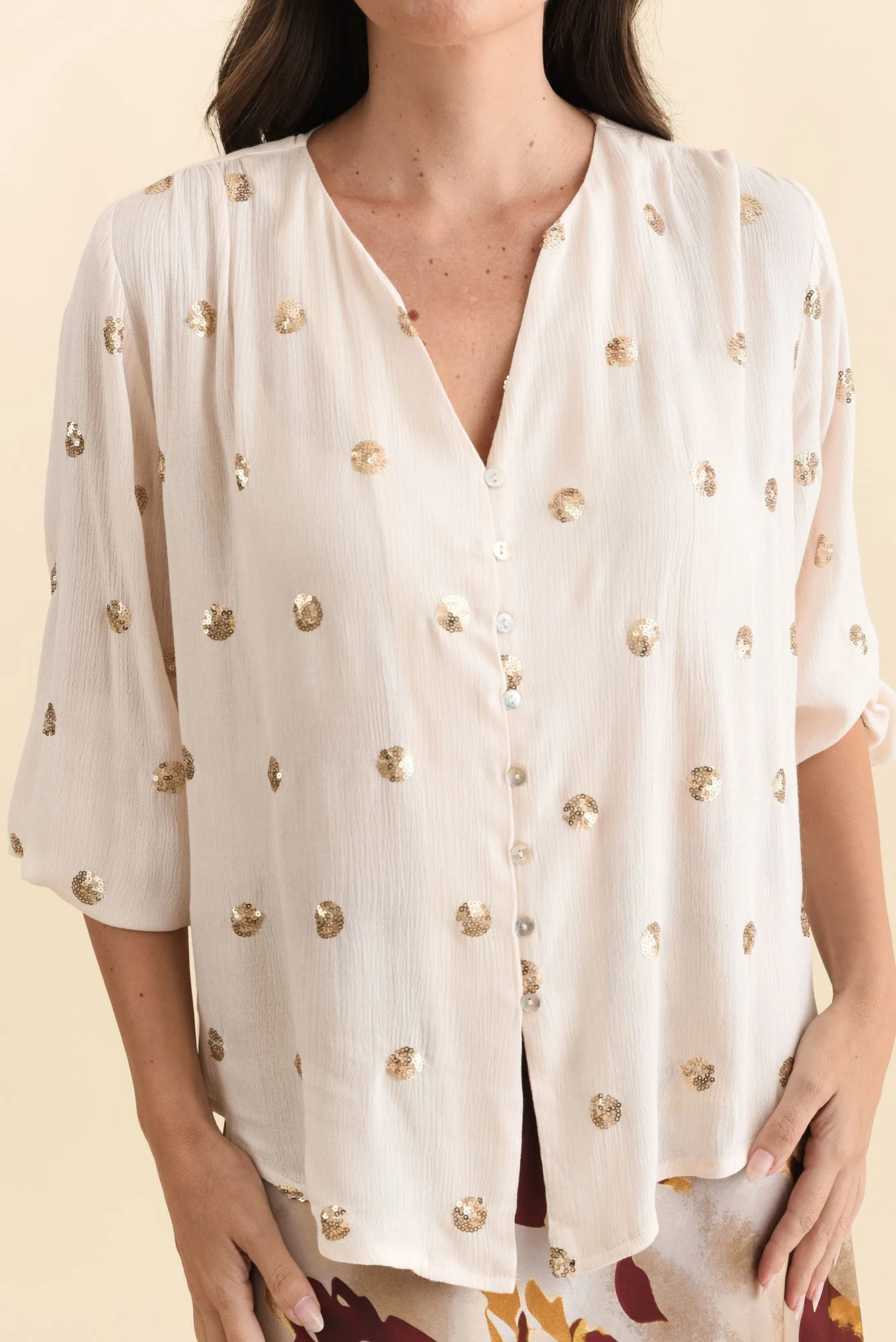 Mana Ivory Spot Sequin Top - Image 5