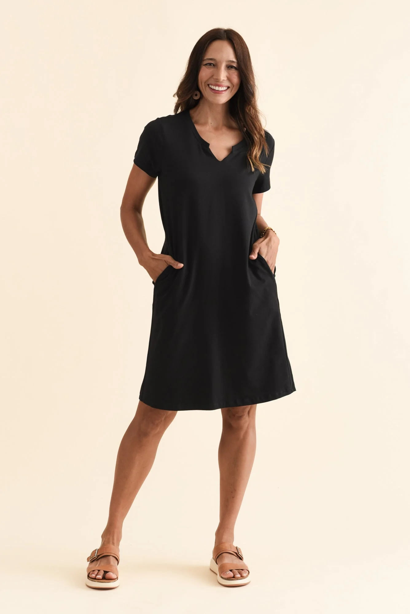 Mandy Black Cotton Tee Dress - Image 3