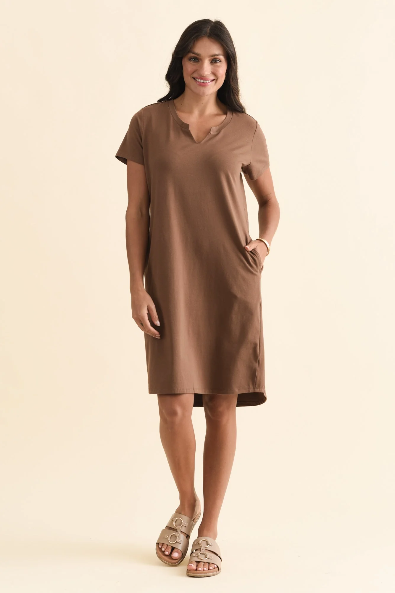 Mandy Chocolate Cotton Tee Dress - Image 2