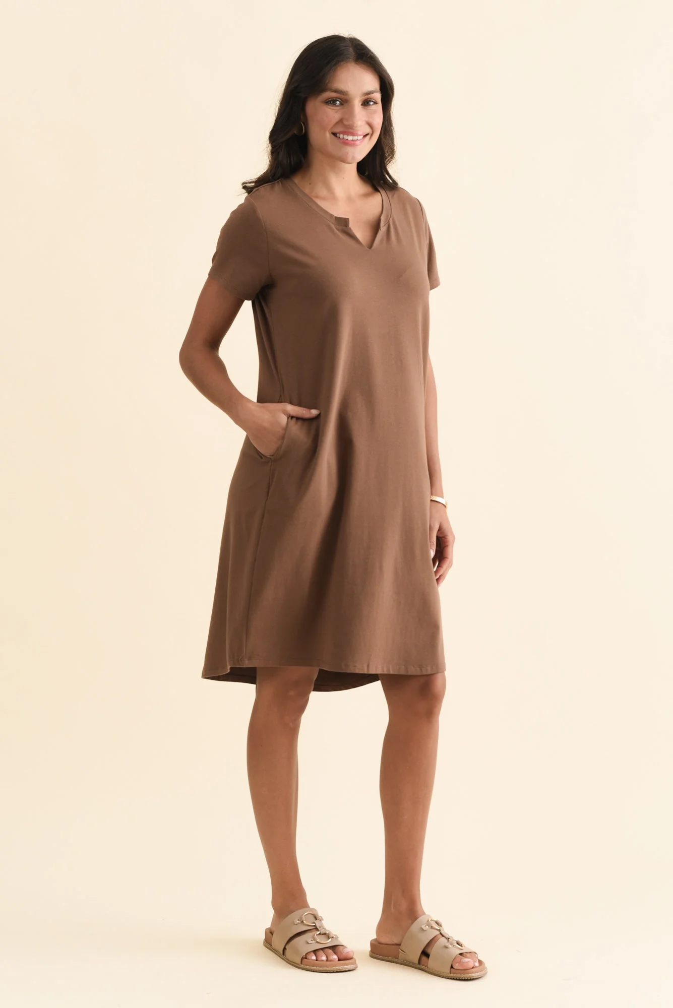 Mandy Chocolate Cotton Tee Dress - Image 3