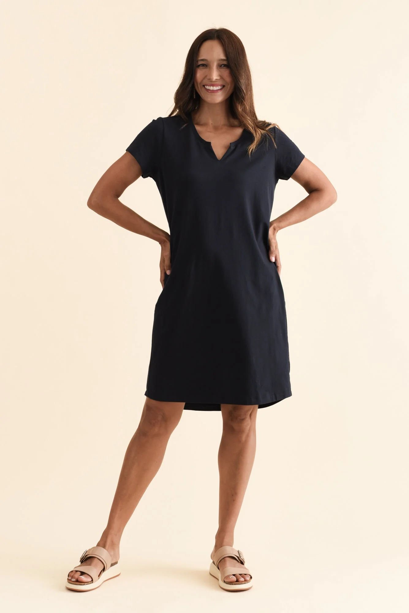 Mandy Navy Cotton Tee Dress - Image 8