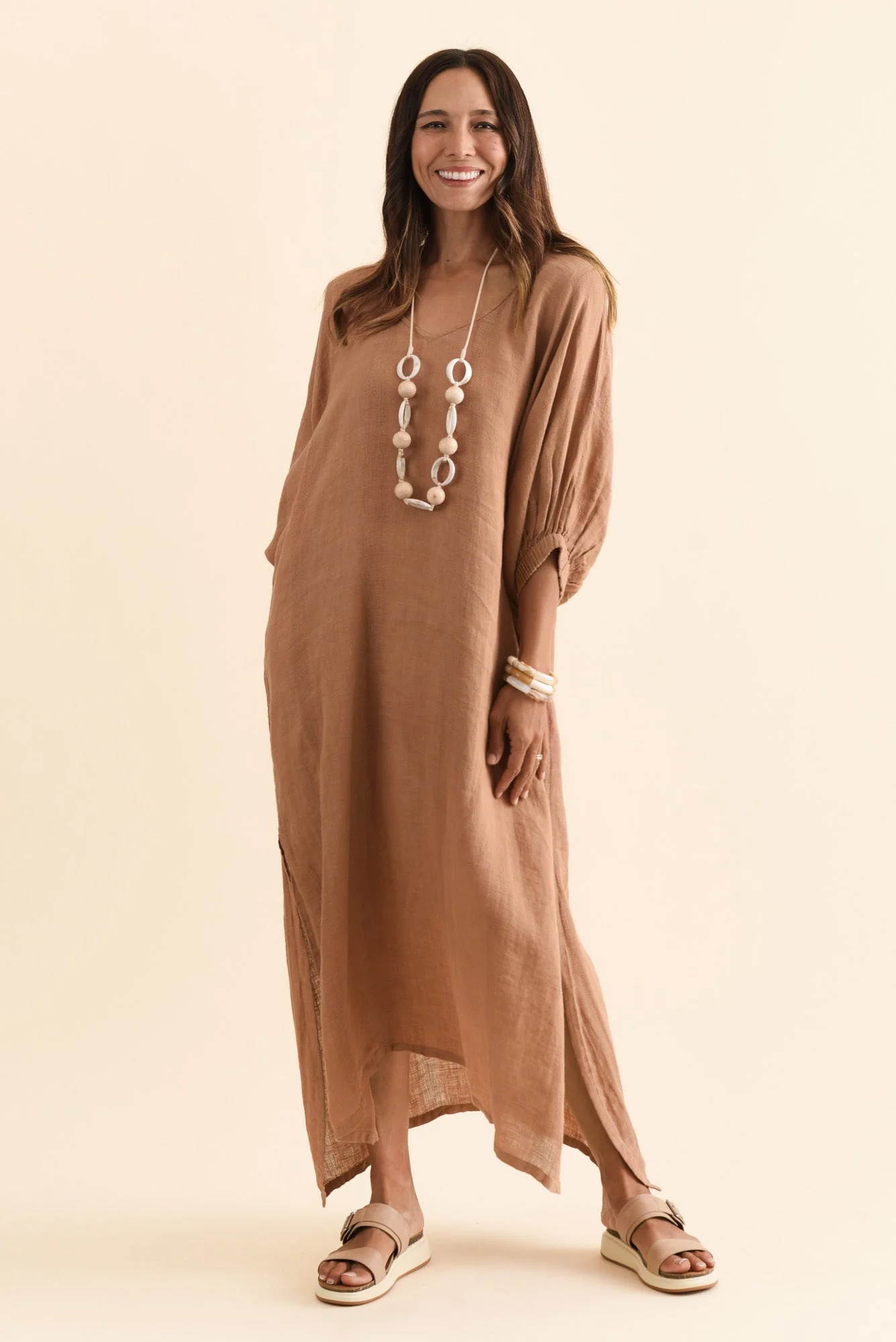 Marcel Mocha Linen Dress - Image 2