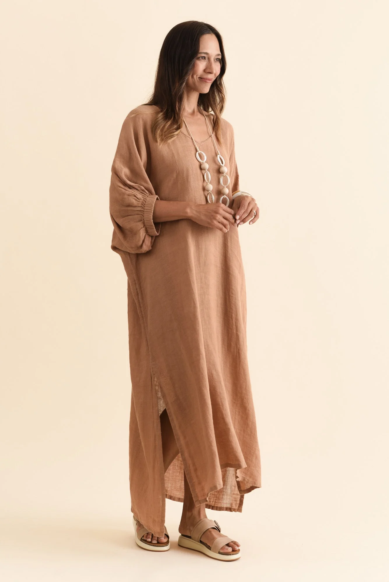 Marcel Mocha Linen Dress - Image 4