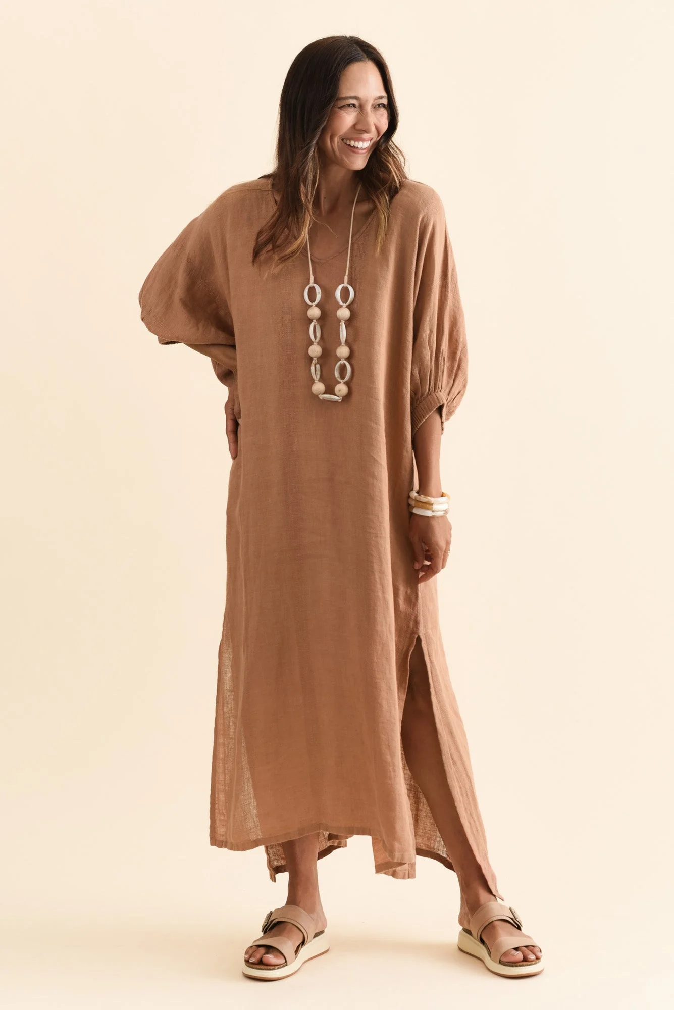 Marcel Mocha Linen Dress - Image 7