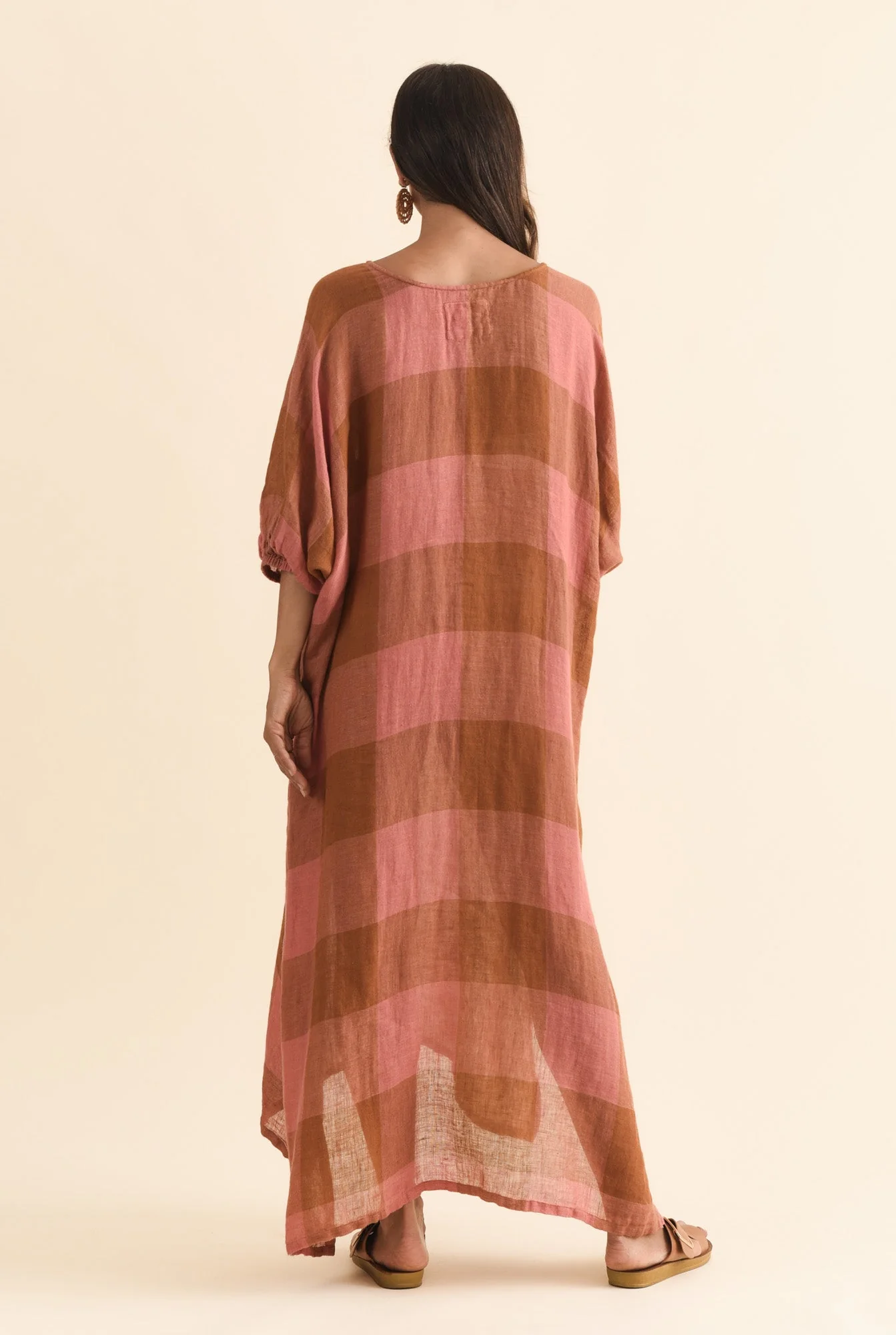 Marcel Orange Check Linen Dress - Image 5