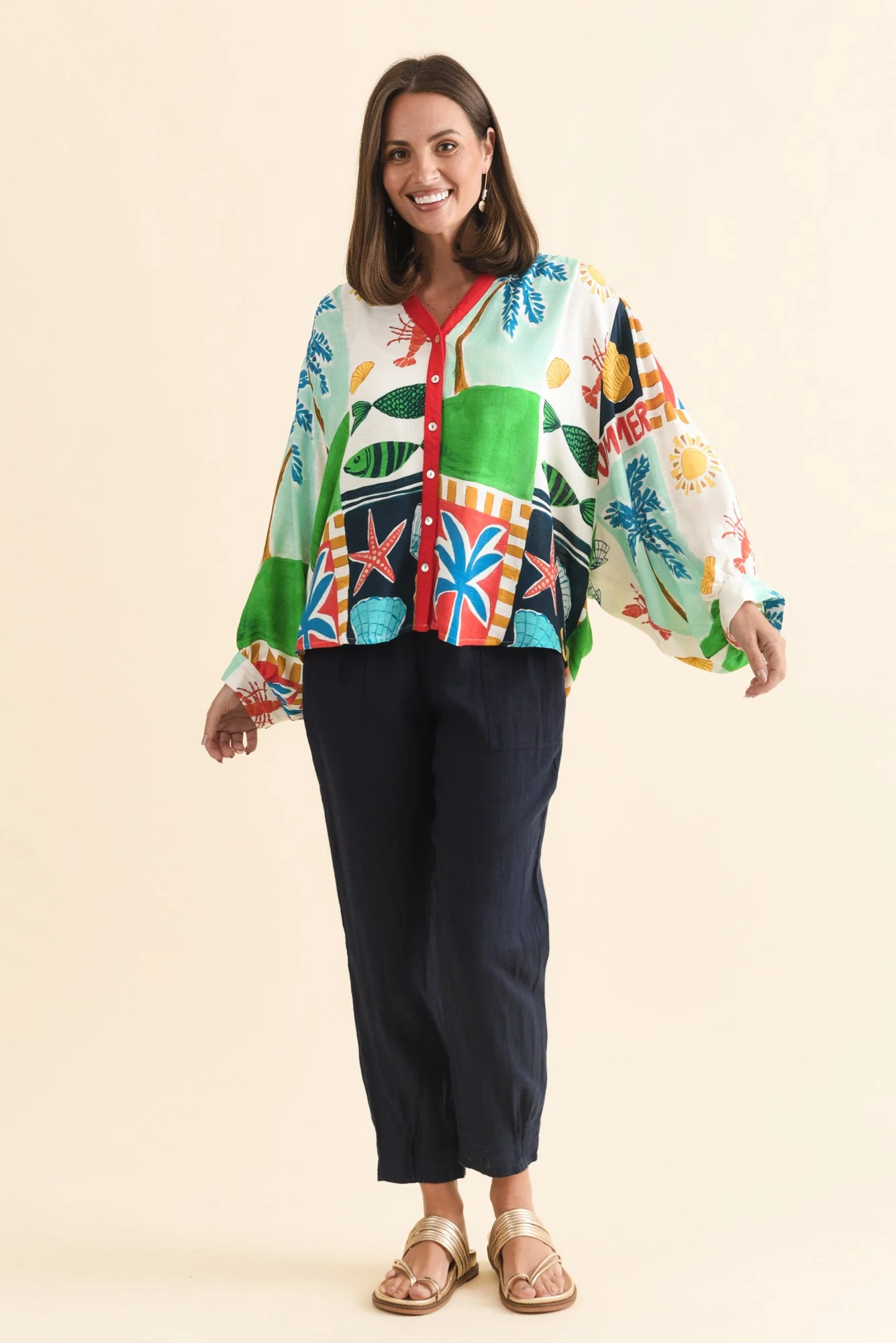 Marella Green Coastal Button Top - Image 7