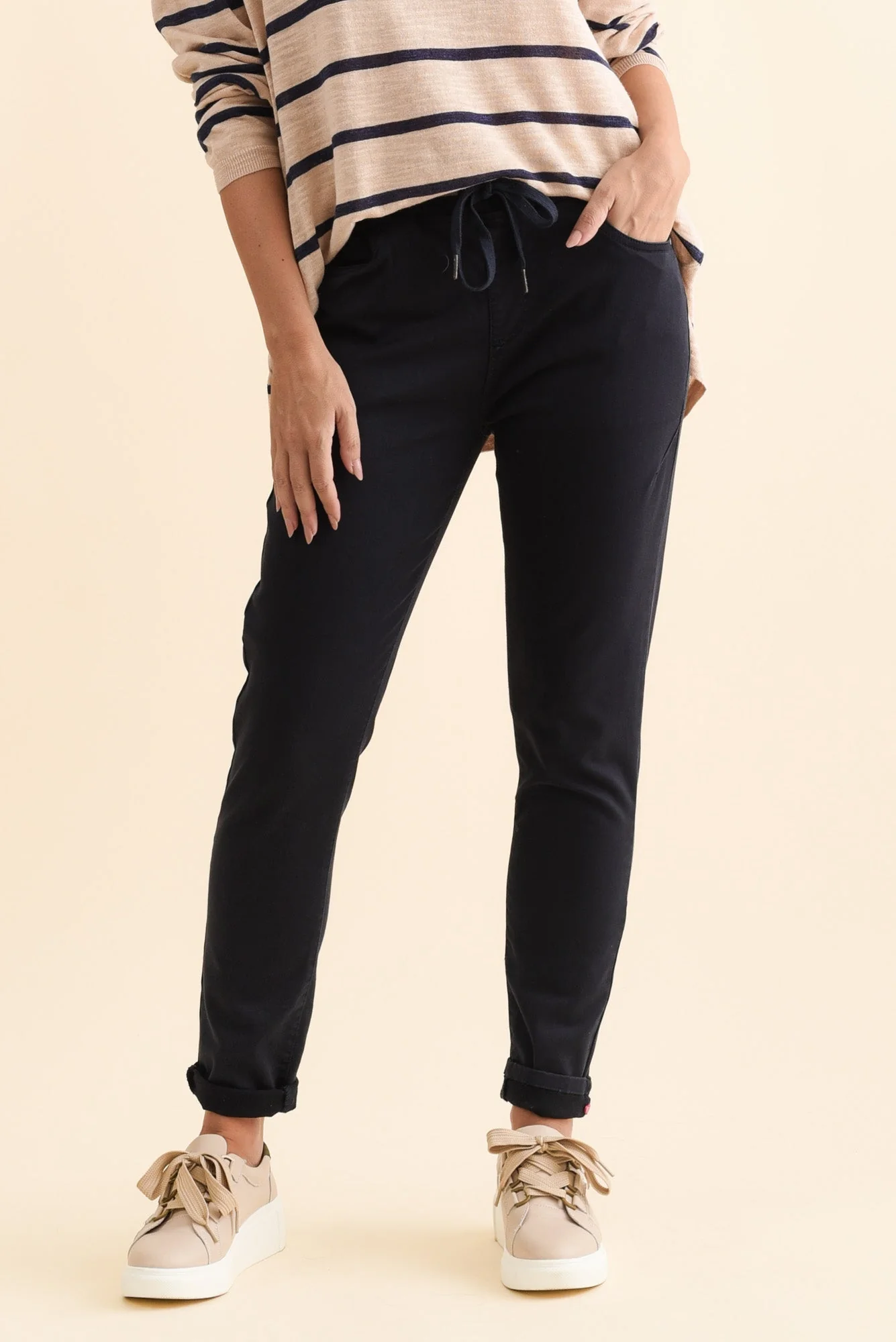 Margo Navy Drawstring Pants - Image 2