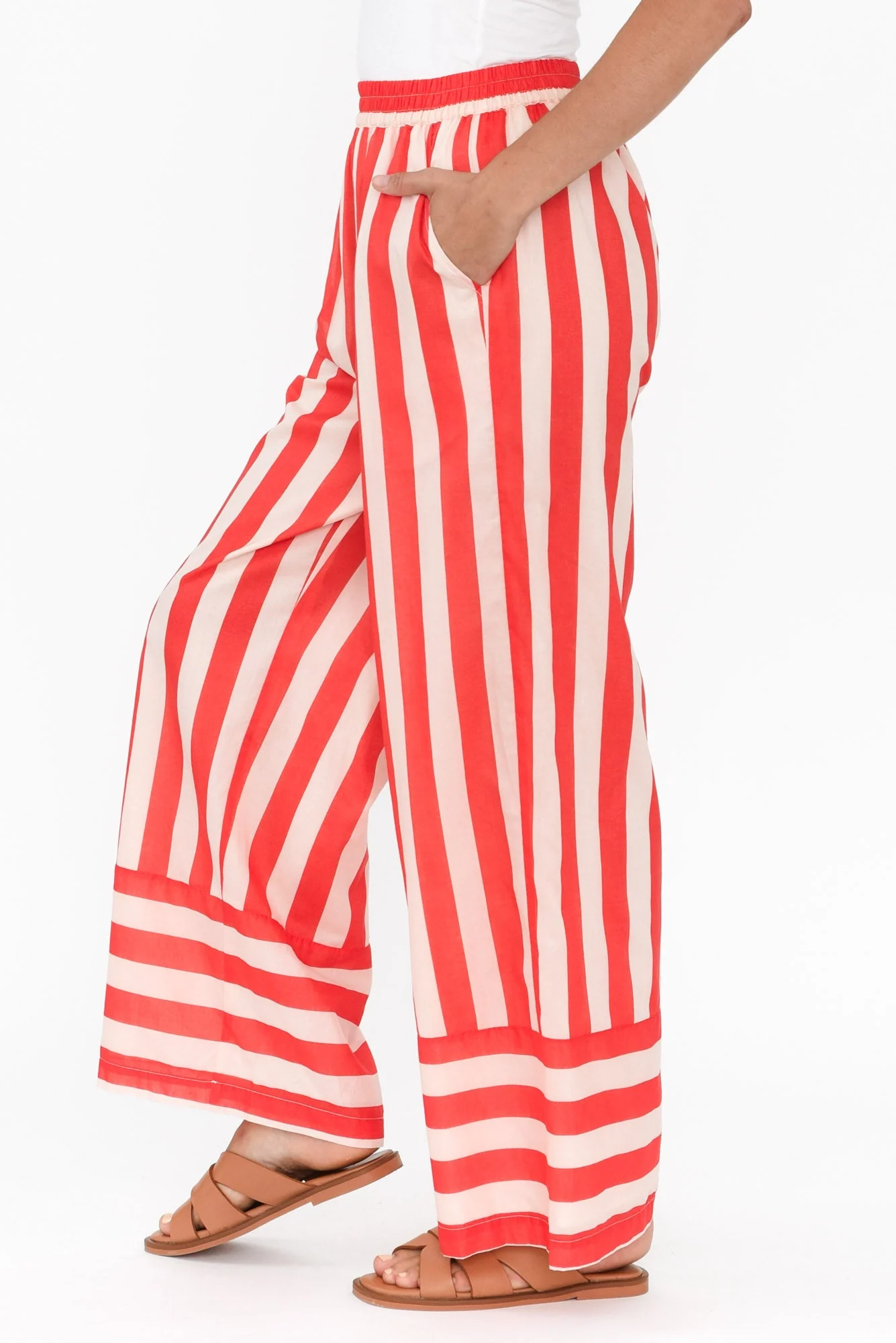 Mariah Red Stripe Cotton Pants - Image 4