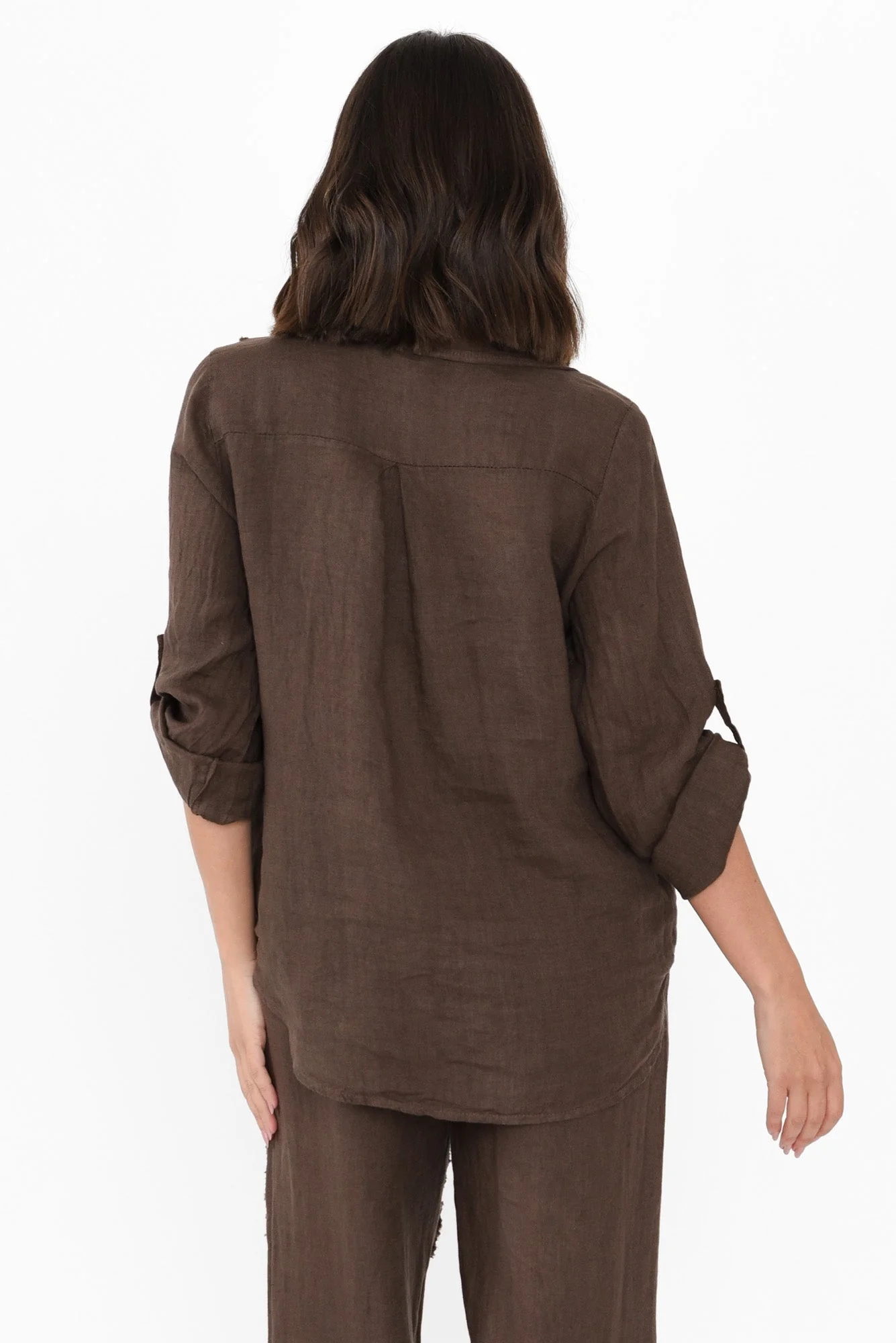 Maribel Chocolate Flower Linen Shirt - Image 4