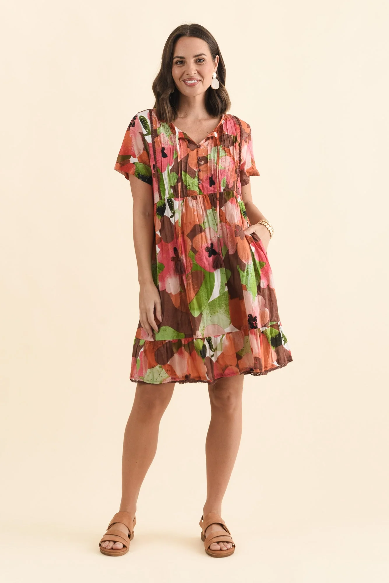 Marisol Pink Floral Crinkle Cotton Dress - Image 3