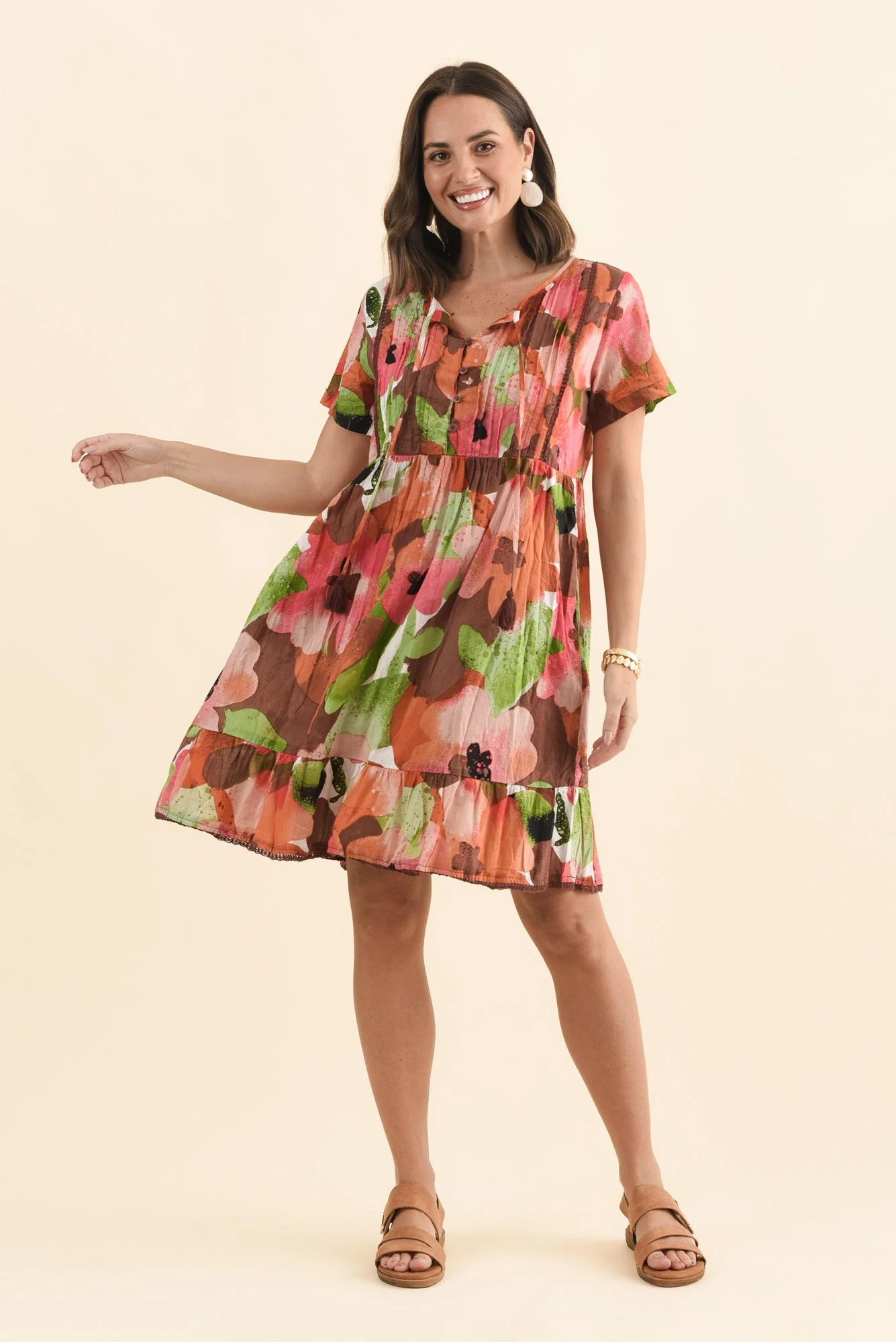 Marisol Pink Floral Crinkle Cotton Dress - Image 7