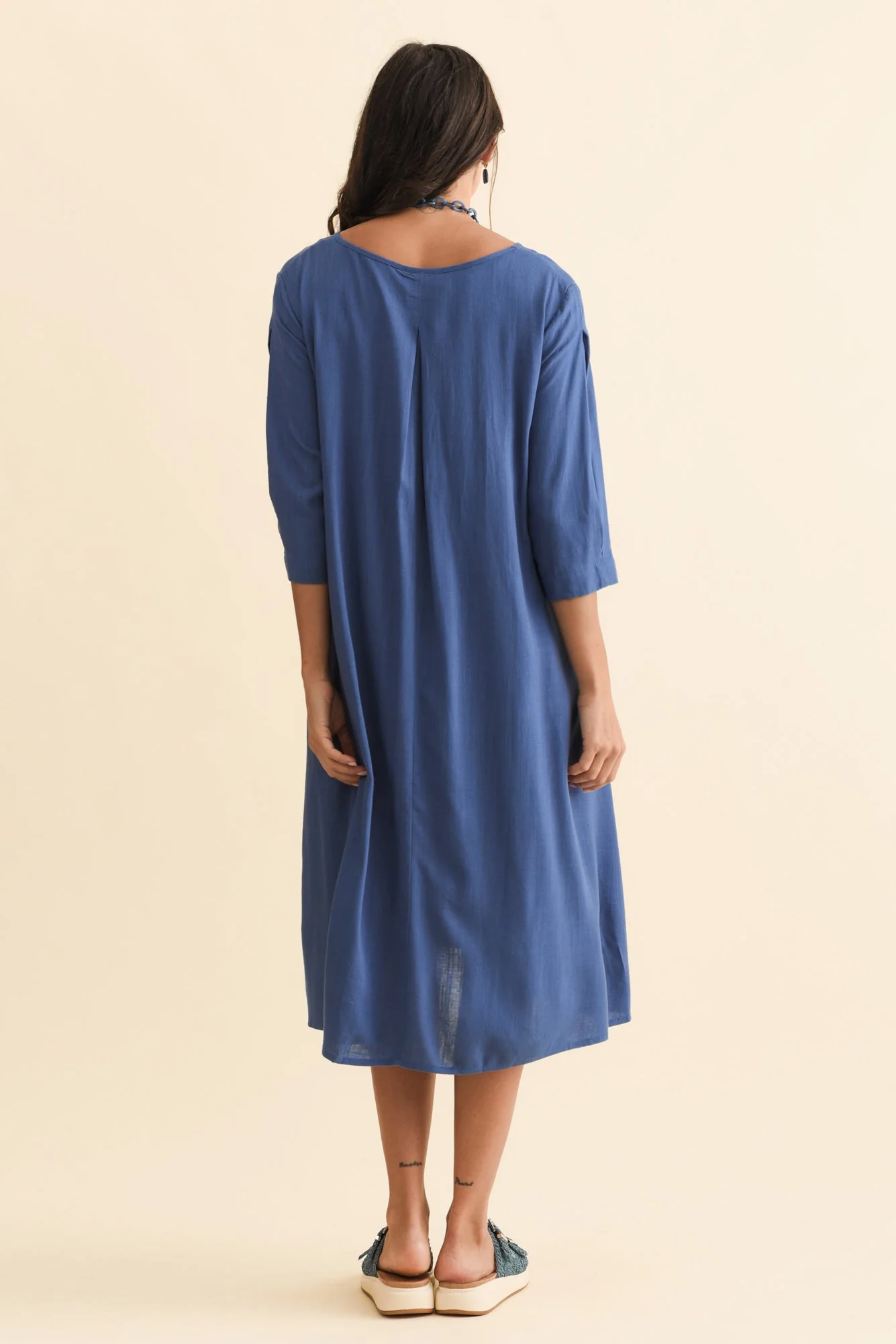 Marley Blue Linen Blend Dress - Image 4