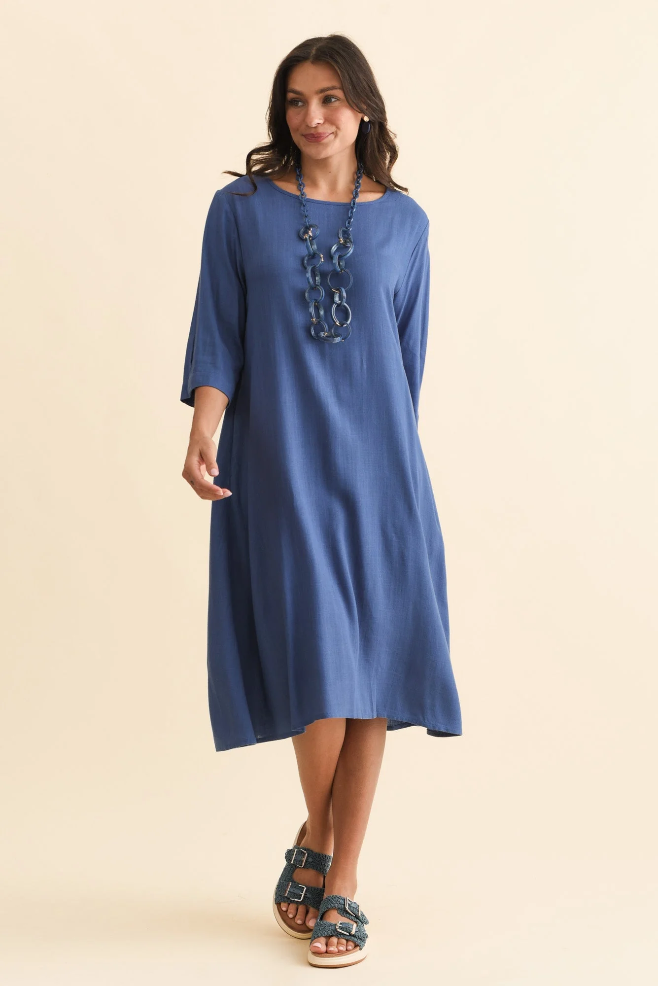 Marley Blue Linen Blend Dress - Image 6