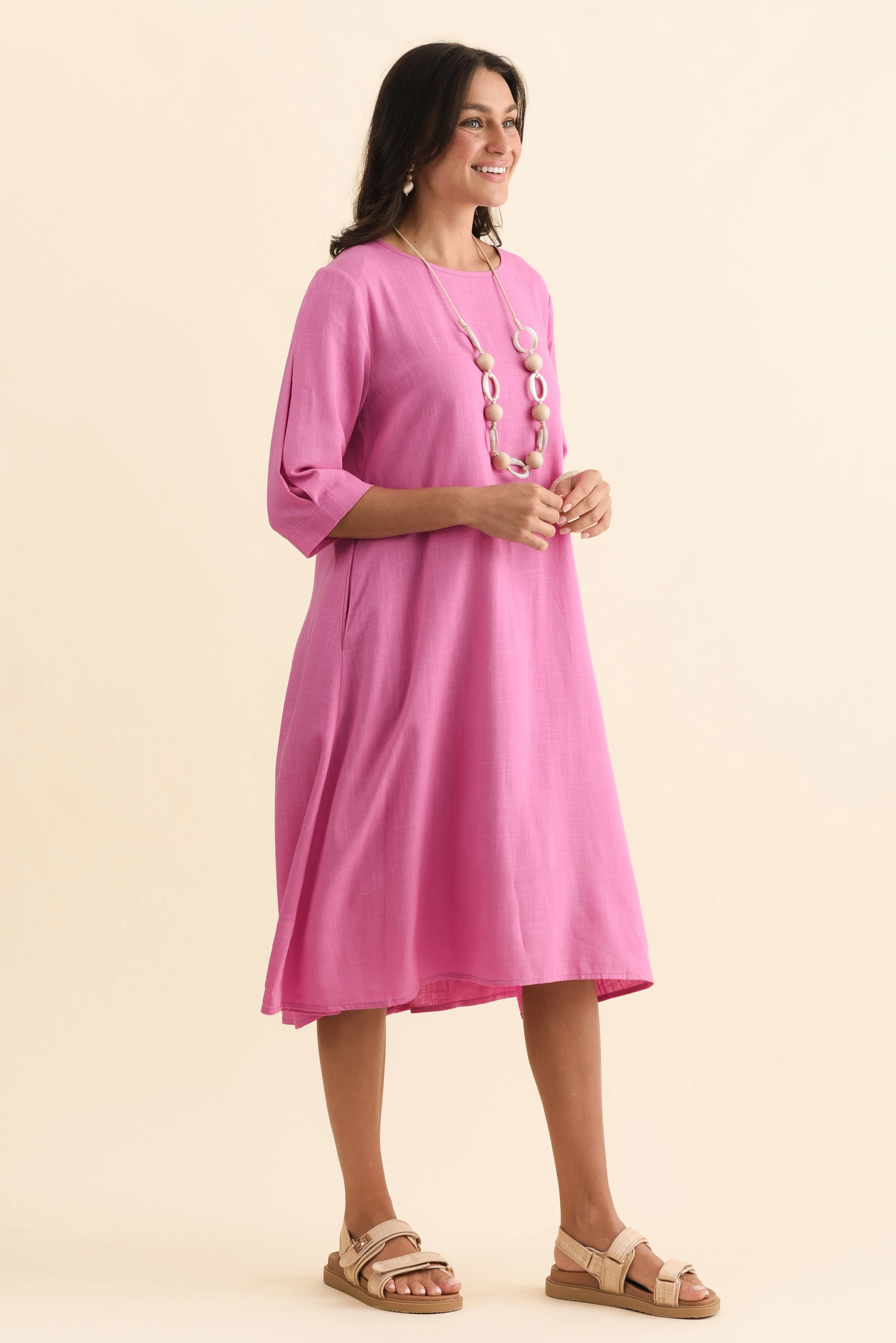 Marley Pink Linen Blend Dress - Image 4