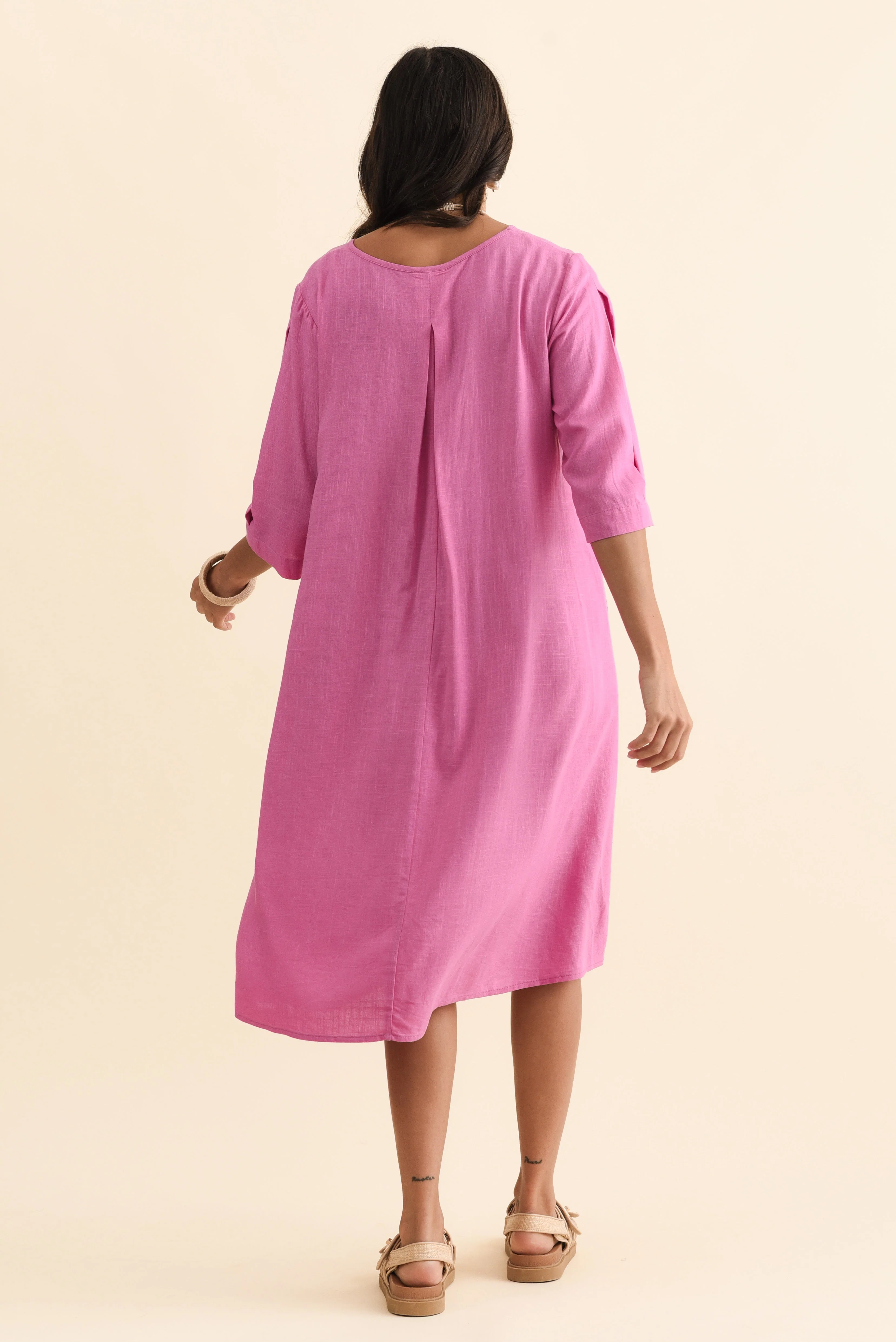 Marley Pink Linen Blend Dress - Image 5