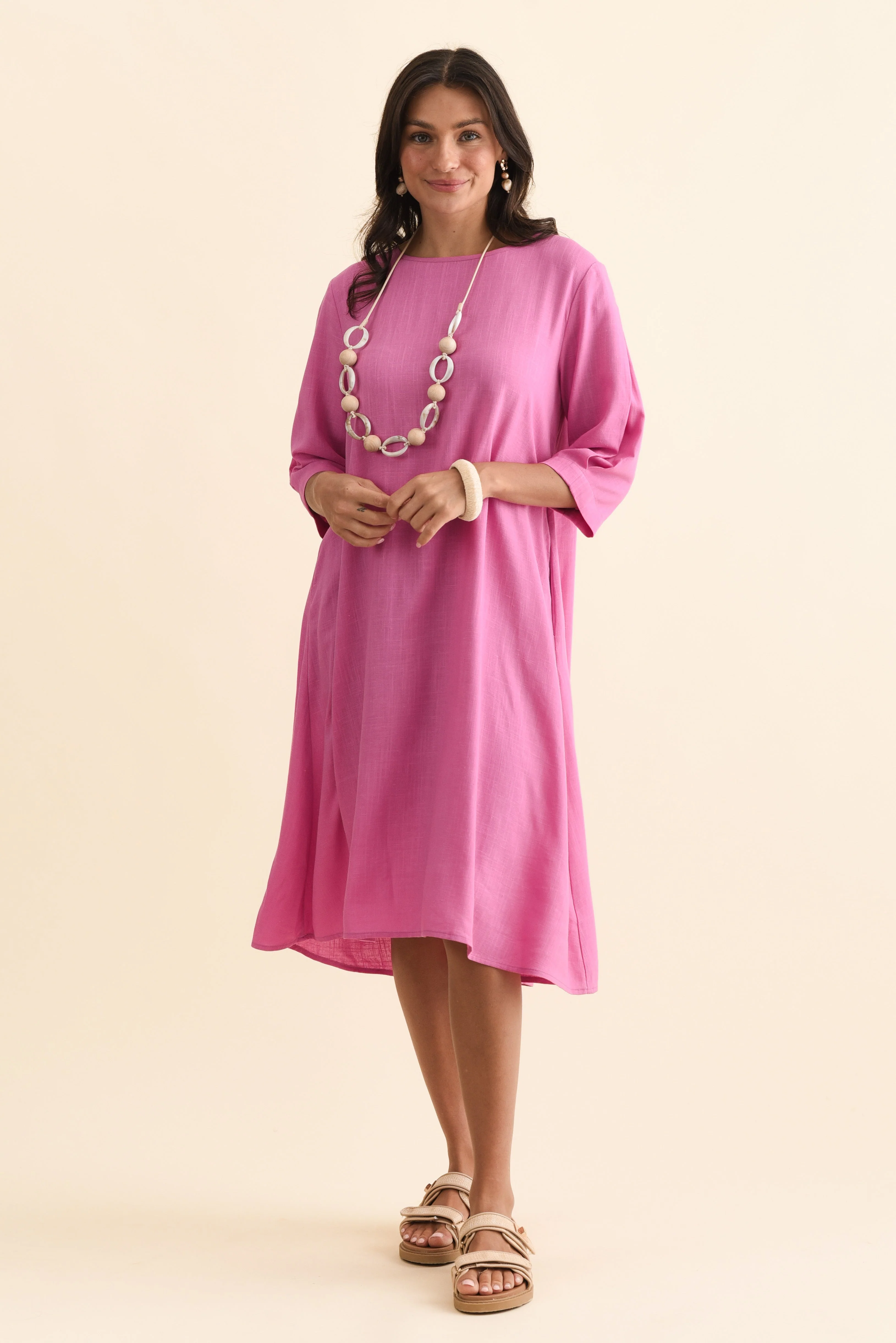 Marley Pink Linen Blend Dress - Image 7