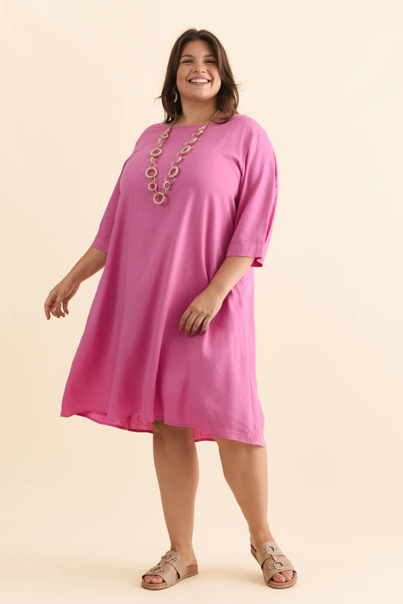 Marley Pink Linen Blend Dress - Image 9