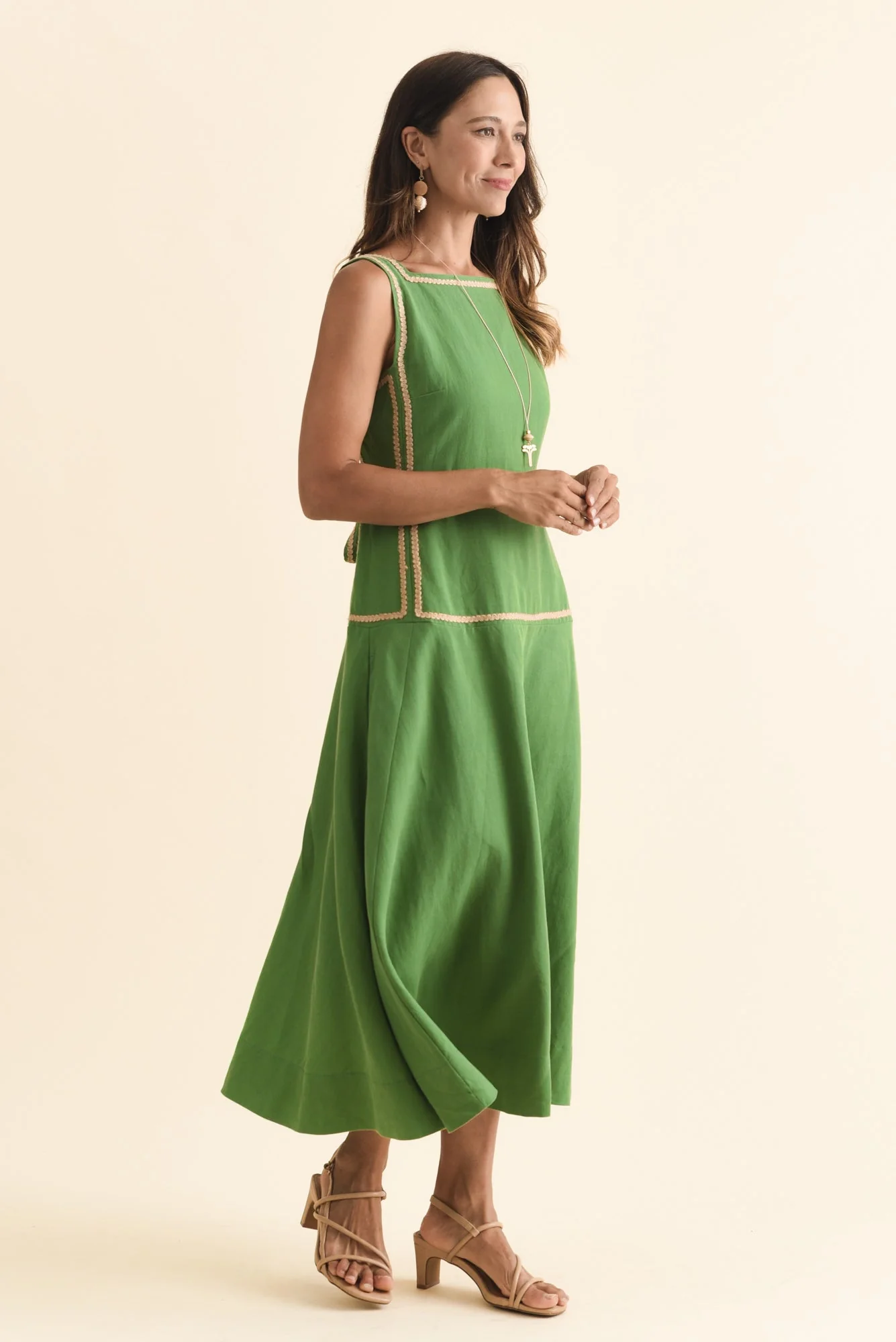 Marlin Green Contrast Trim Dress - Image 3