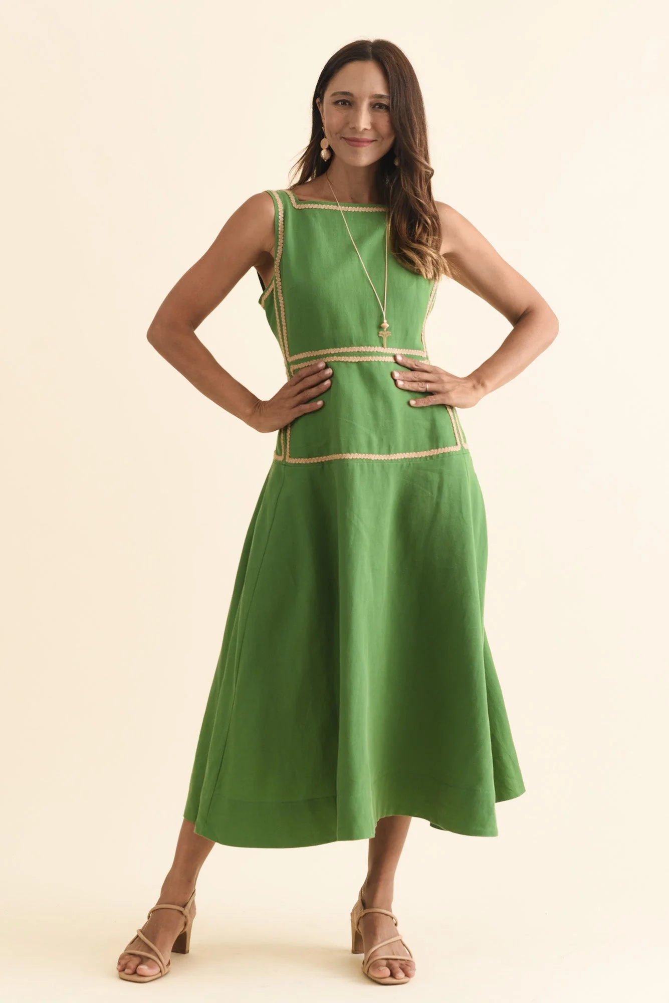 Marlin Green Contrast Trim Dress - Image 6