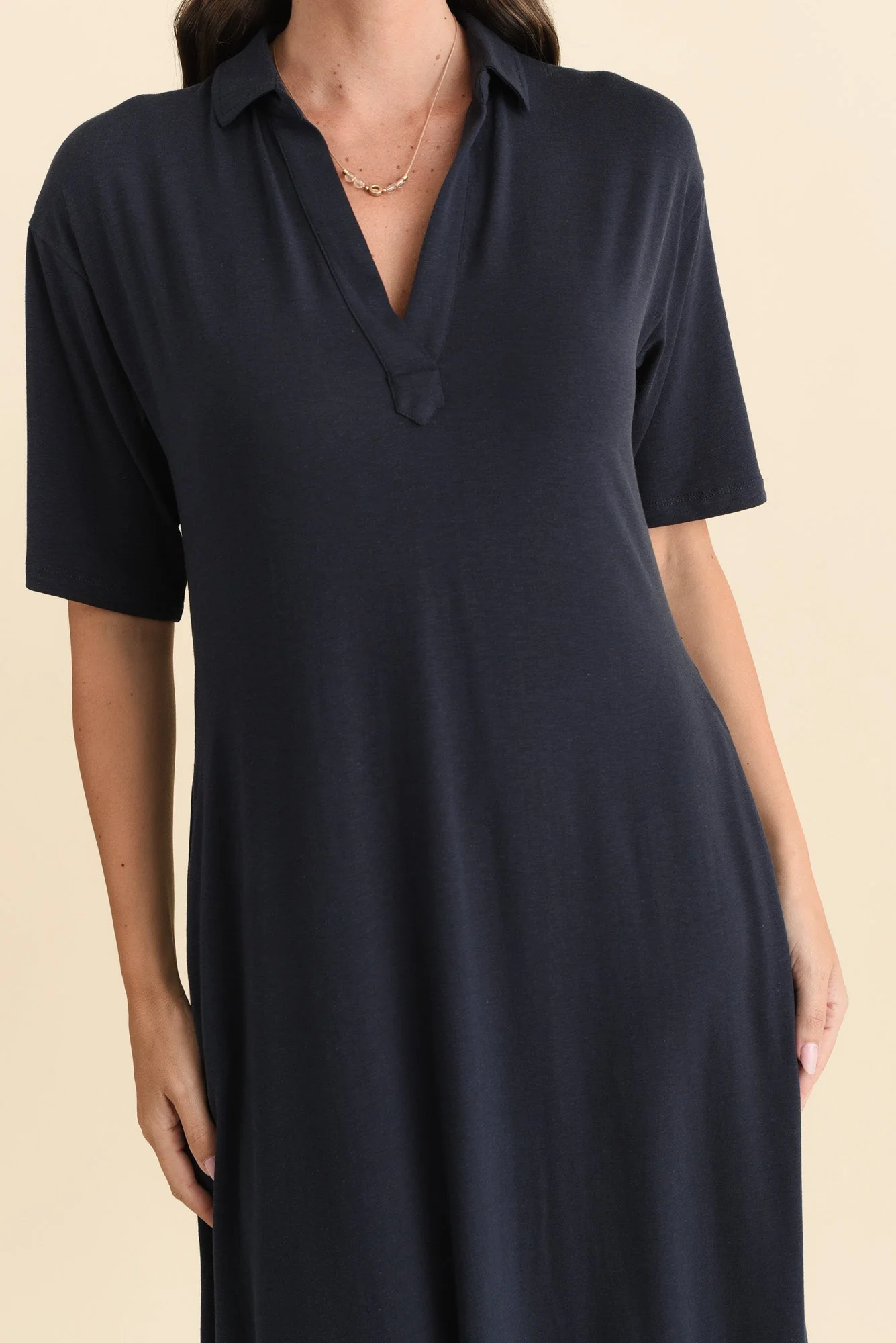 Marnie Navy Bamboo Tie Dress - Image 5