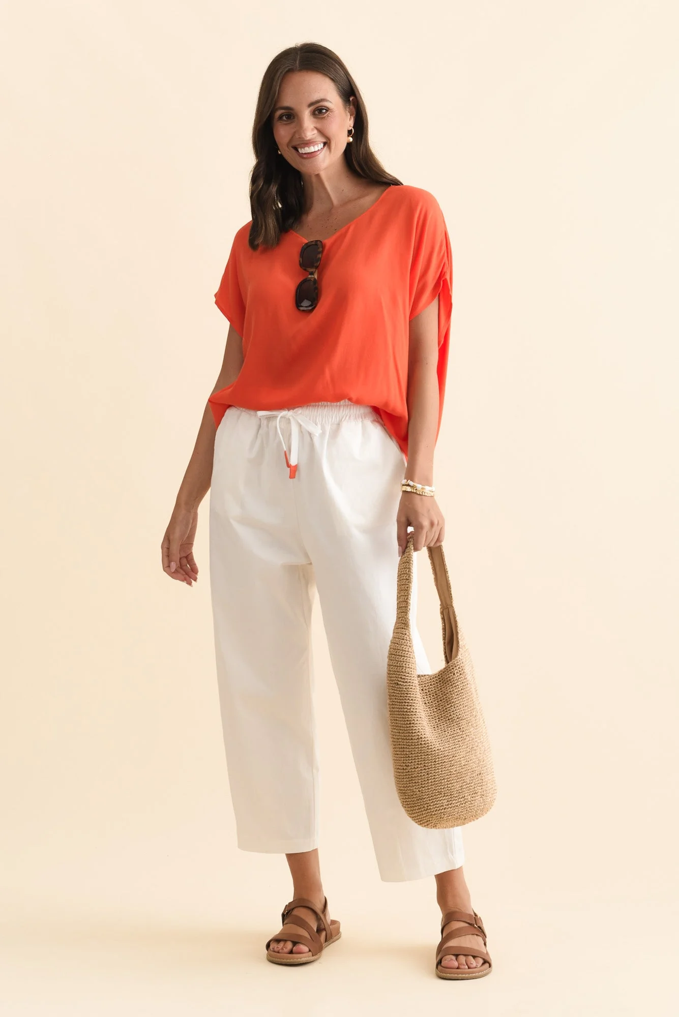 Martin White Cotton Barrel Pants - Image 3