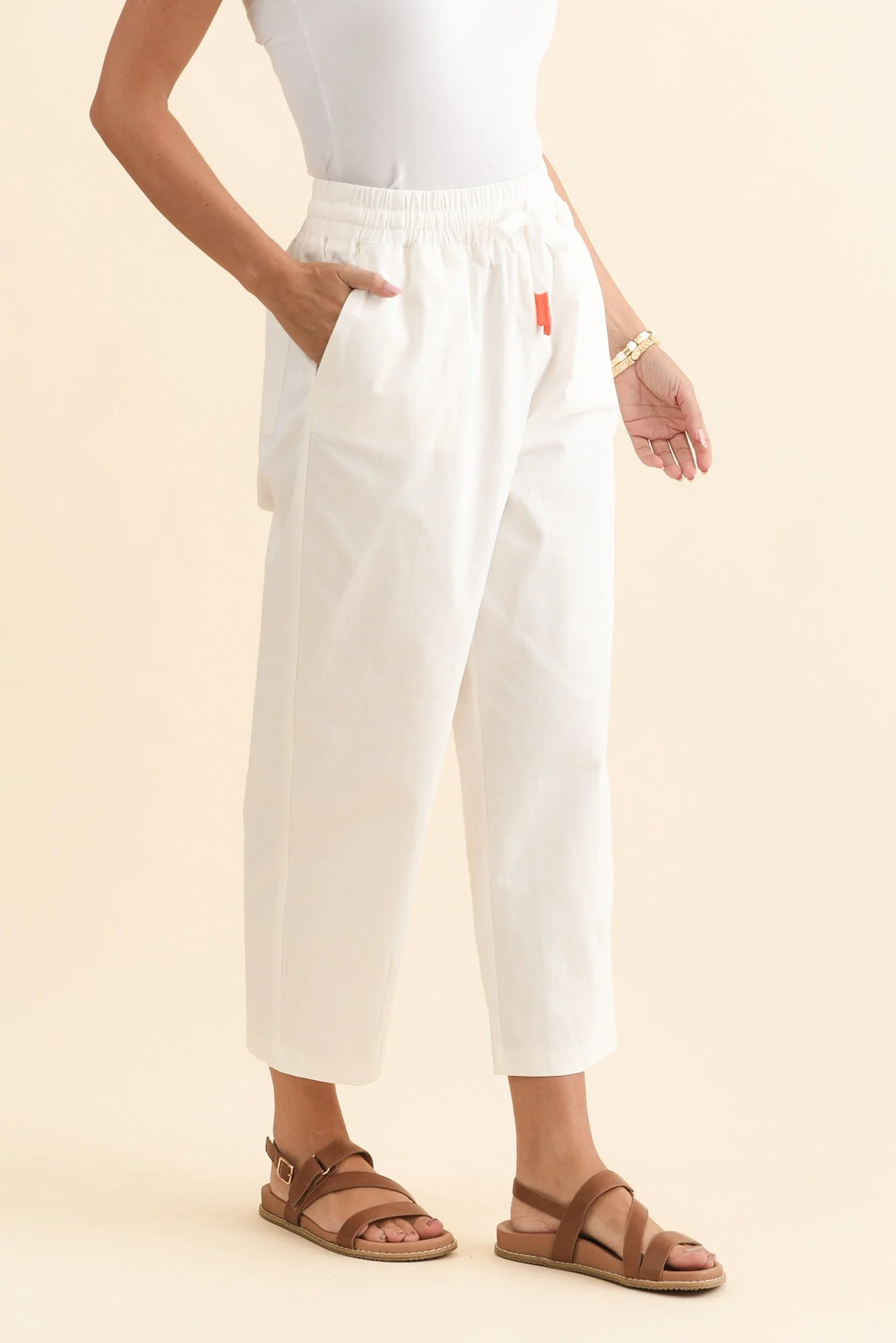Martin White Cotton Barrel Pants - Image 4