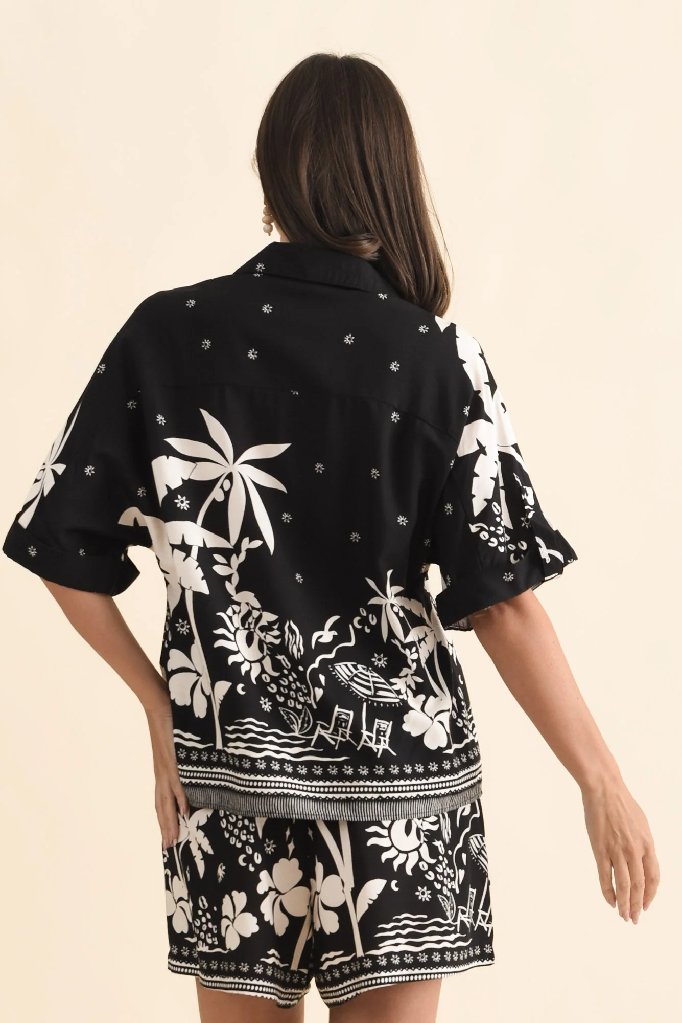 Martine Black Tropical Button Shirt - Image 4