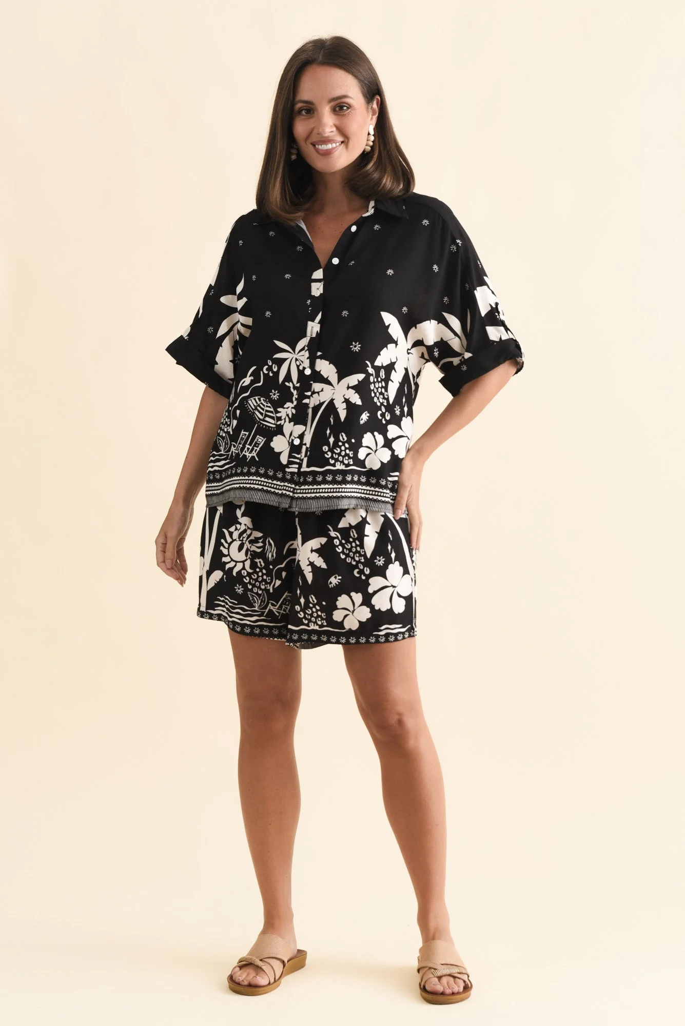 Martine Black Tropical Button Shirt - Image 6