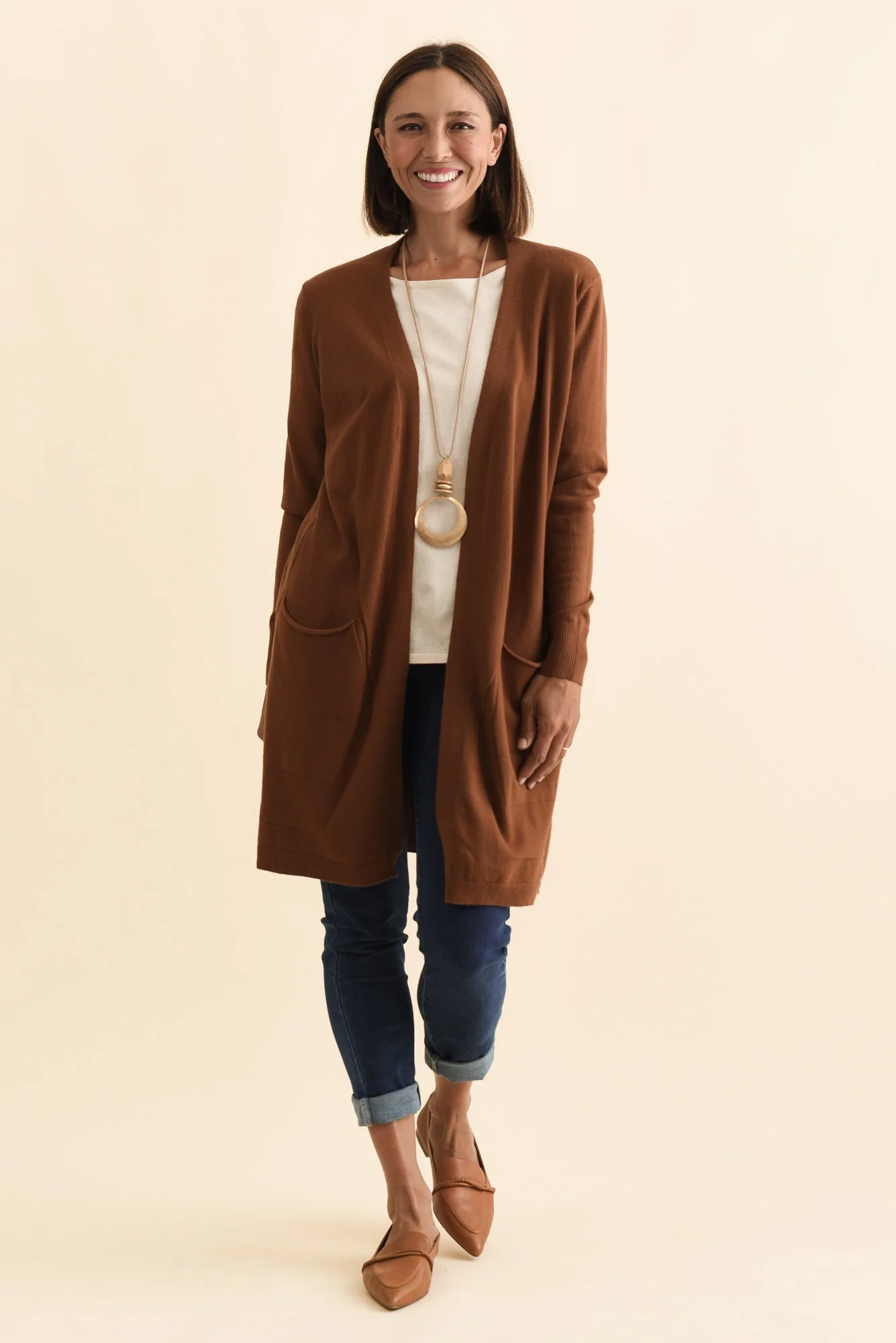 Mary Chocolate Pocket Cardigan - Image 3