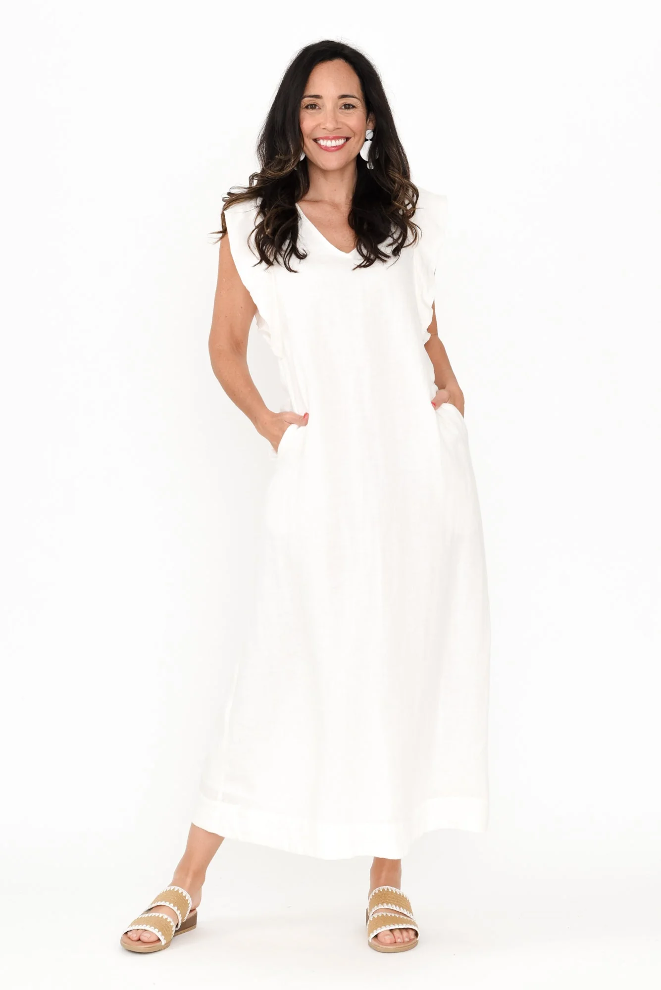 Matilda White Linen Dress - Image 3