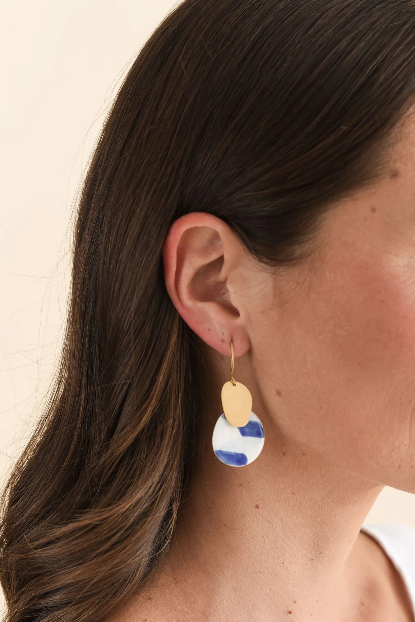 Mattea Blue Abstract Drop Earrings - Image 2