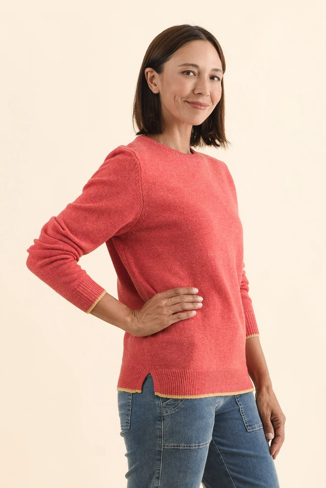 Maura Berry Contrast Trim Wool Jumper - Image 3