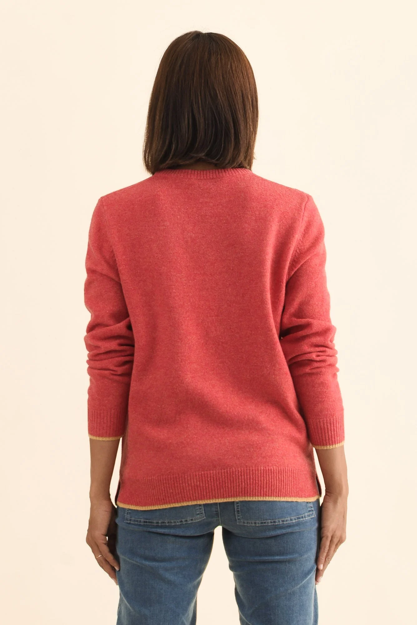Maura Berry Contrast Trim Wool Jumper - Image 4