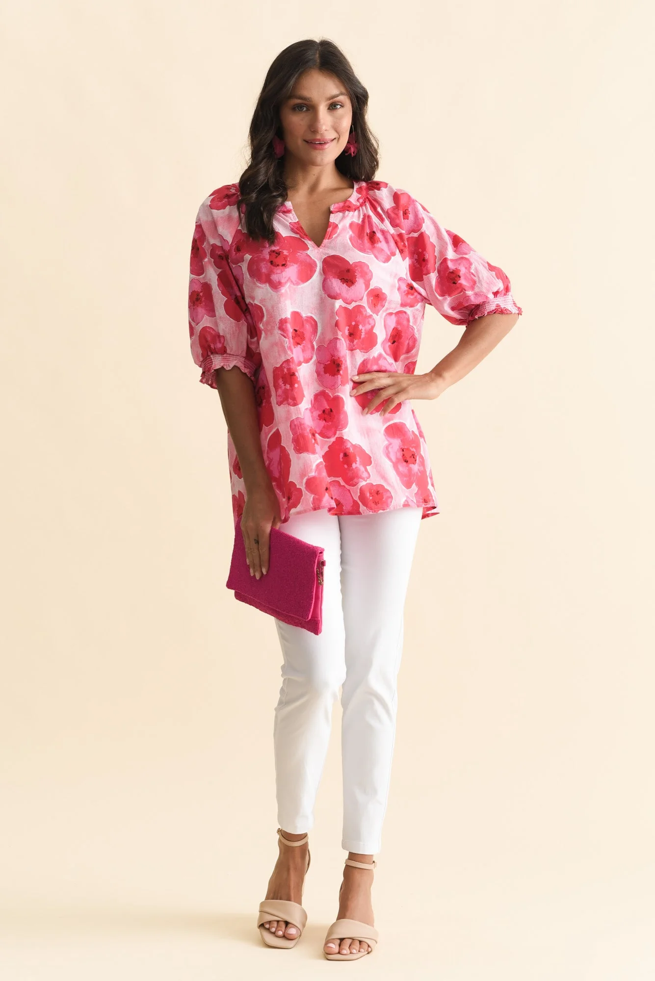 Maurice Pink Floral Cotton Top - Image 2