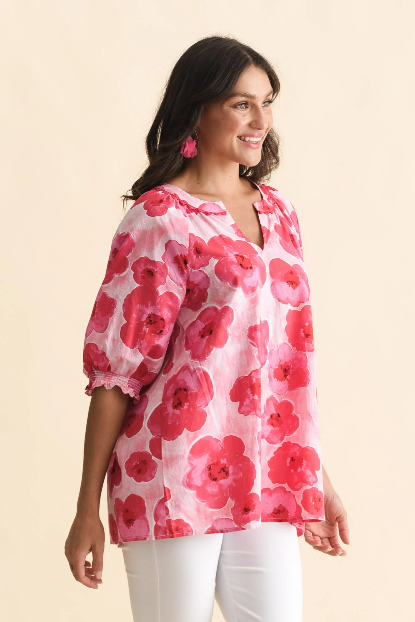Maurice Pink Floral Cotton Top - Image 3