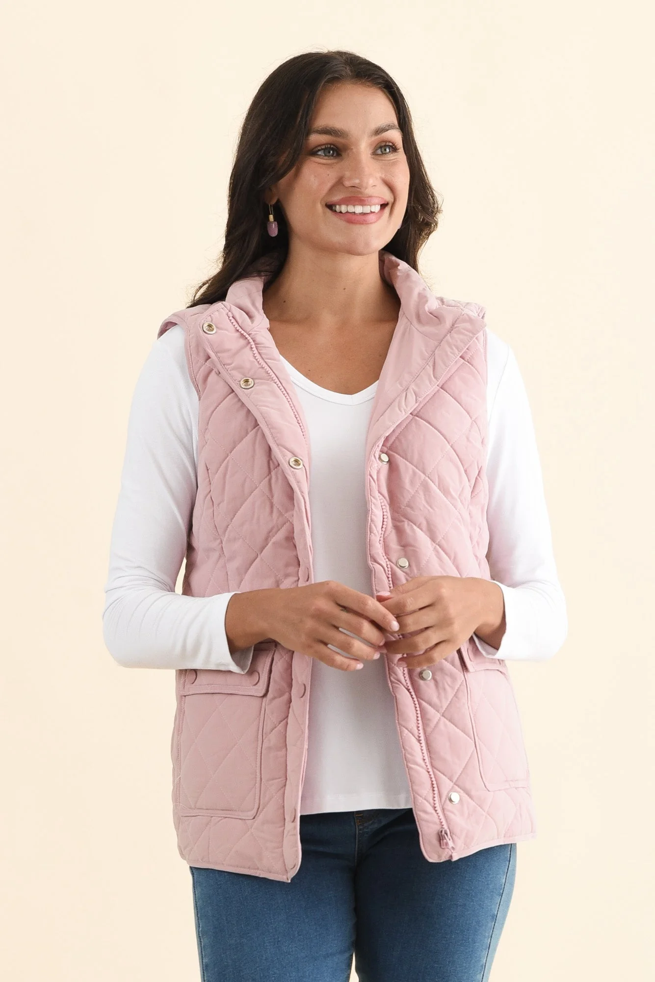 Max Pink Quilted Pocket Vest - Image 2