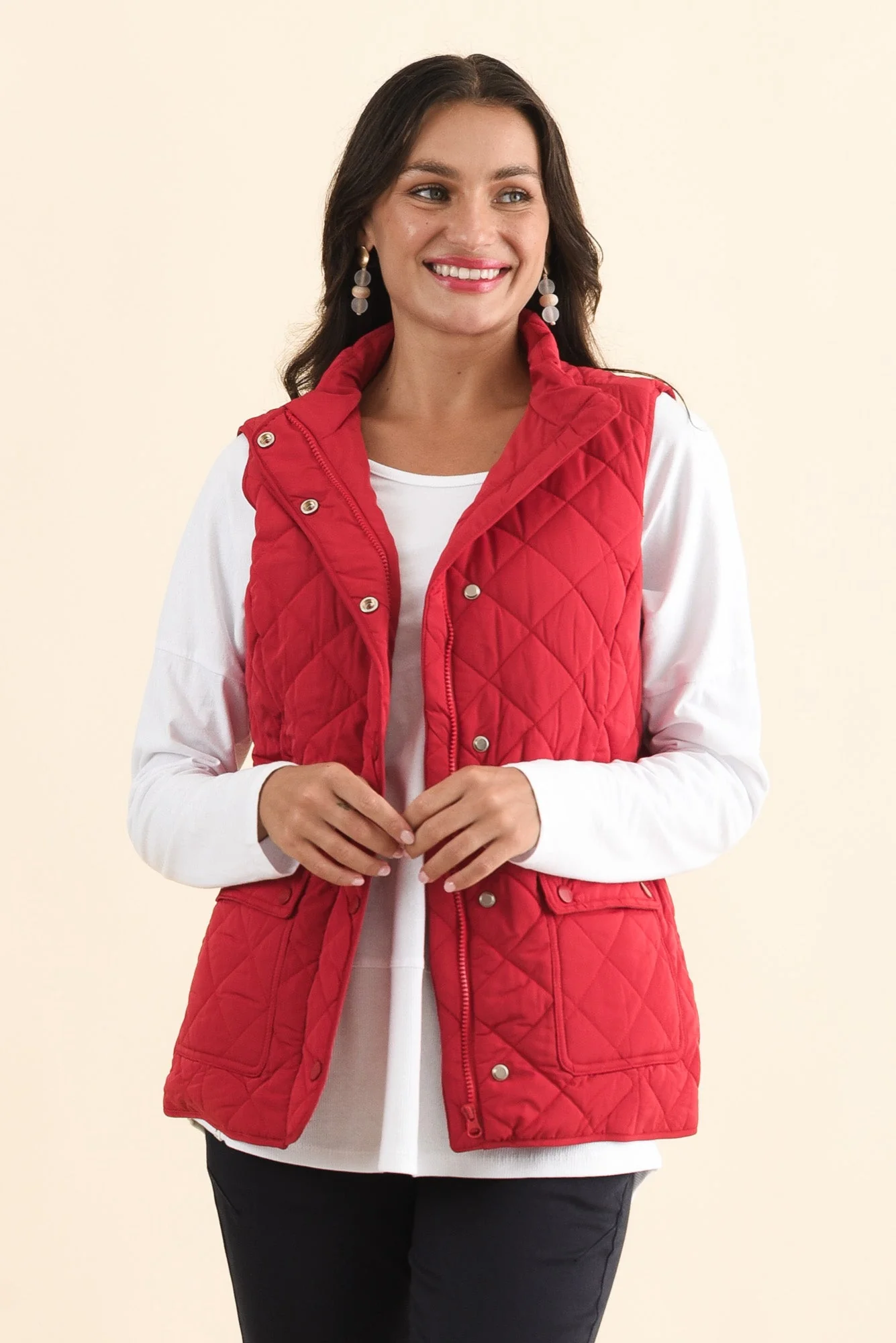 Max Red Quilted Pocket Vest - Image 2